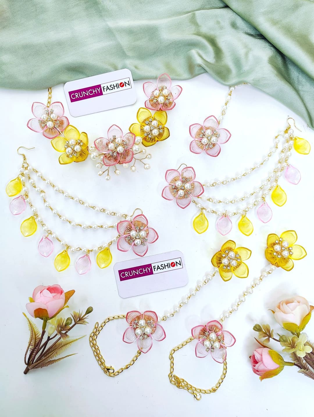 Sun-Kissed Yellow Floral Haldi Carnival Jewelry Set for Brides