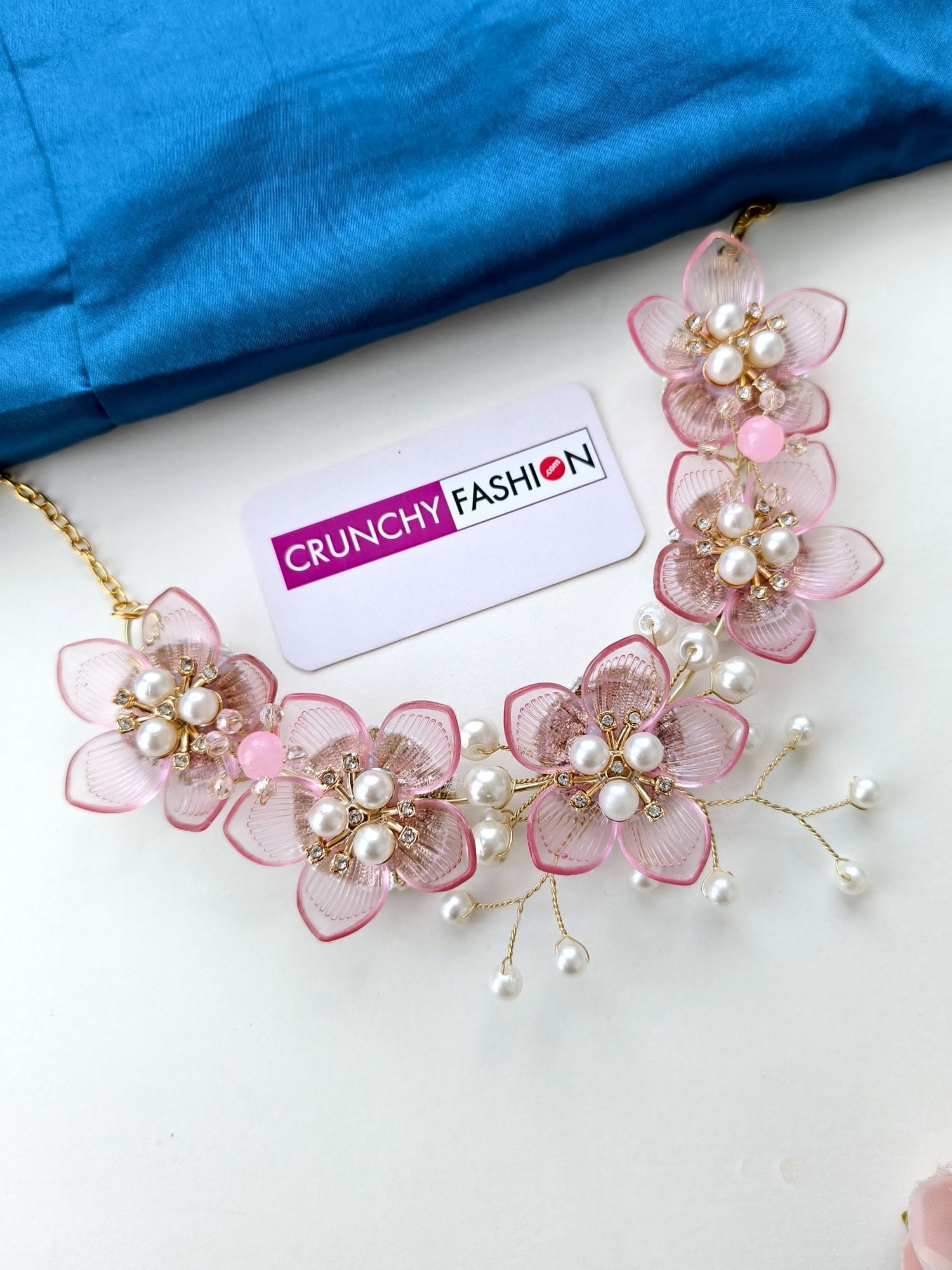 Soft Pink Acrylic Floral Jewellery Set for Haldi & Mehndi Brides