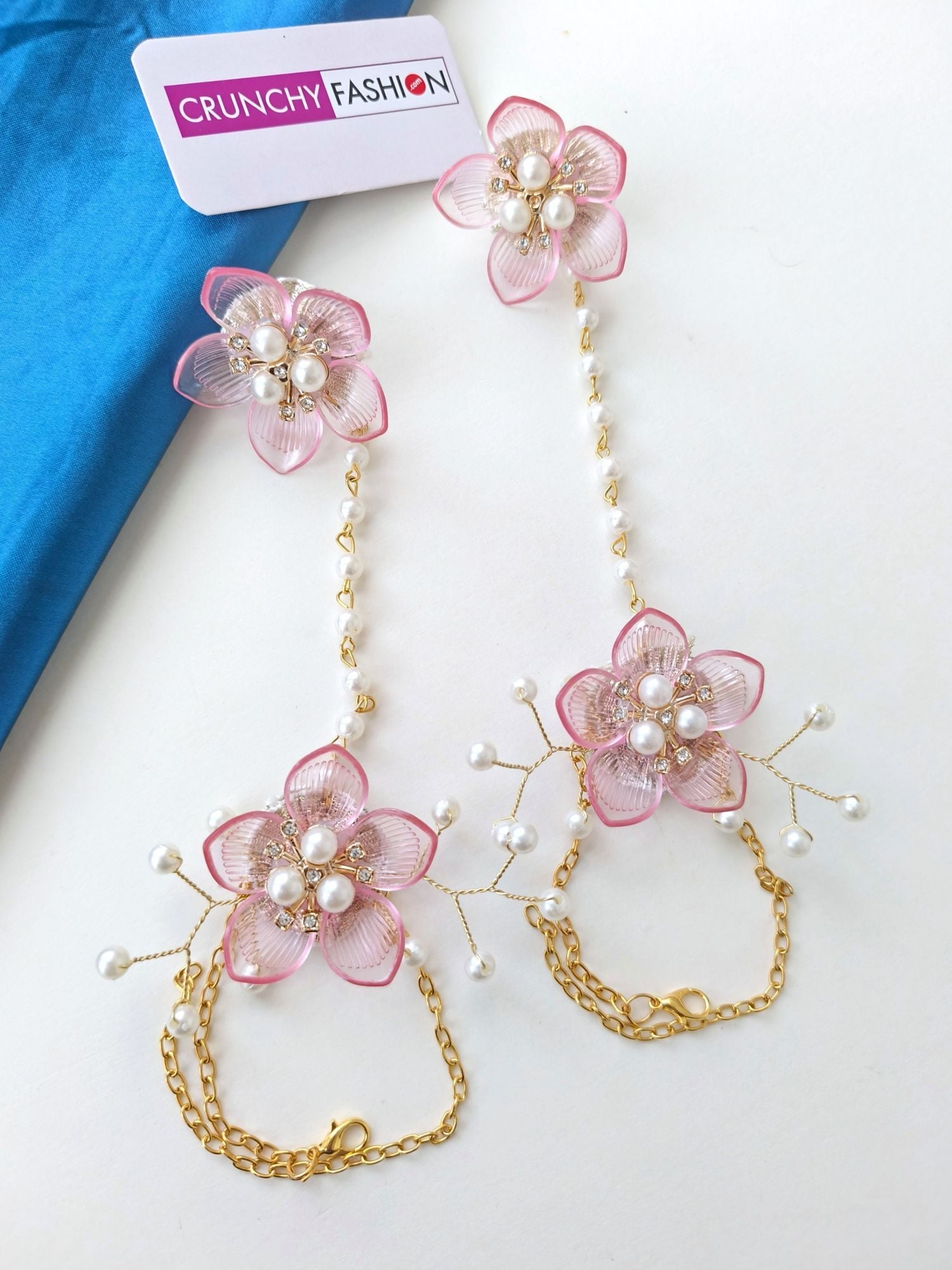 Soft Pink Acrylic Floral Jewellery Set for Haldi & Mehndi Brides