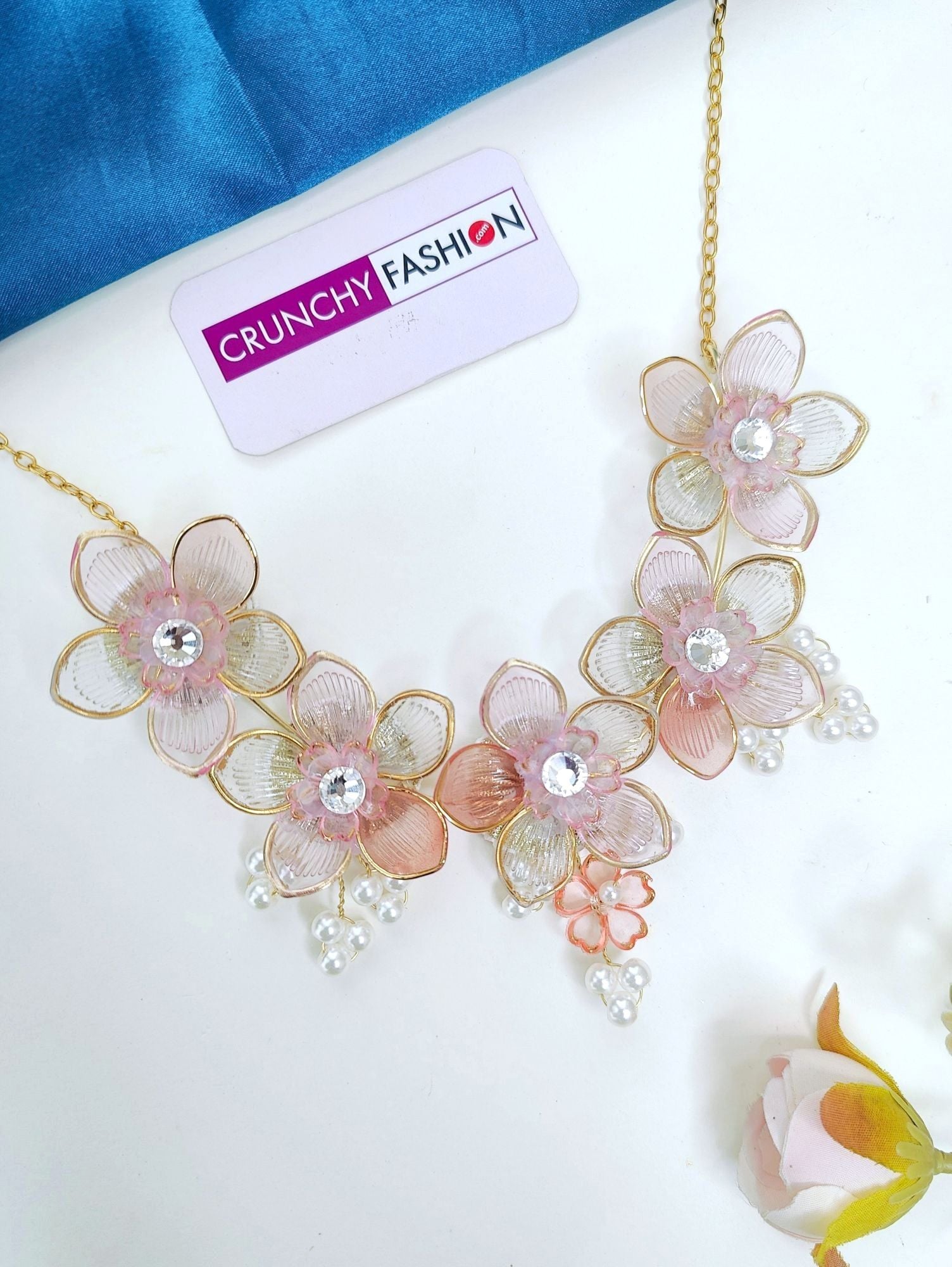 Pastel Acrylic Flower Jewellery Set for Minimal Haldi Mehndi Bride Look