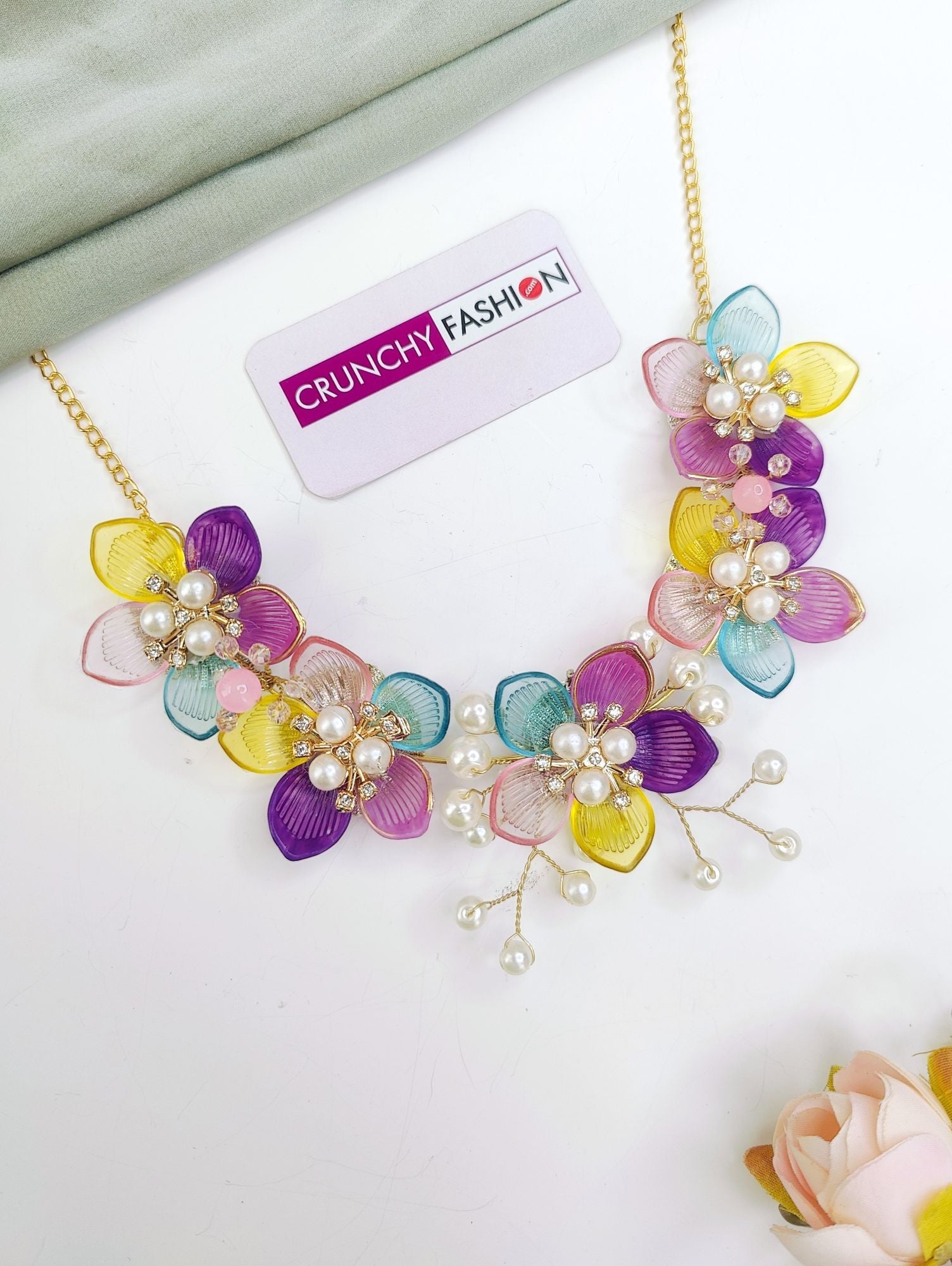 Powder Blue Floral Haldi Bridal Jewellery Set