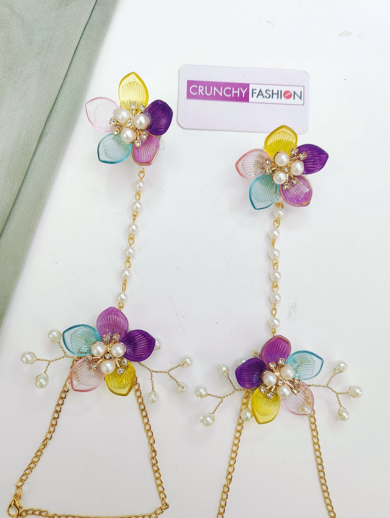 Powder Blue Floral Haldi Bridal Jewellery Set