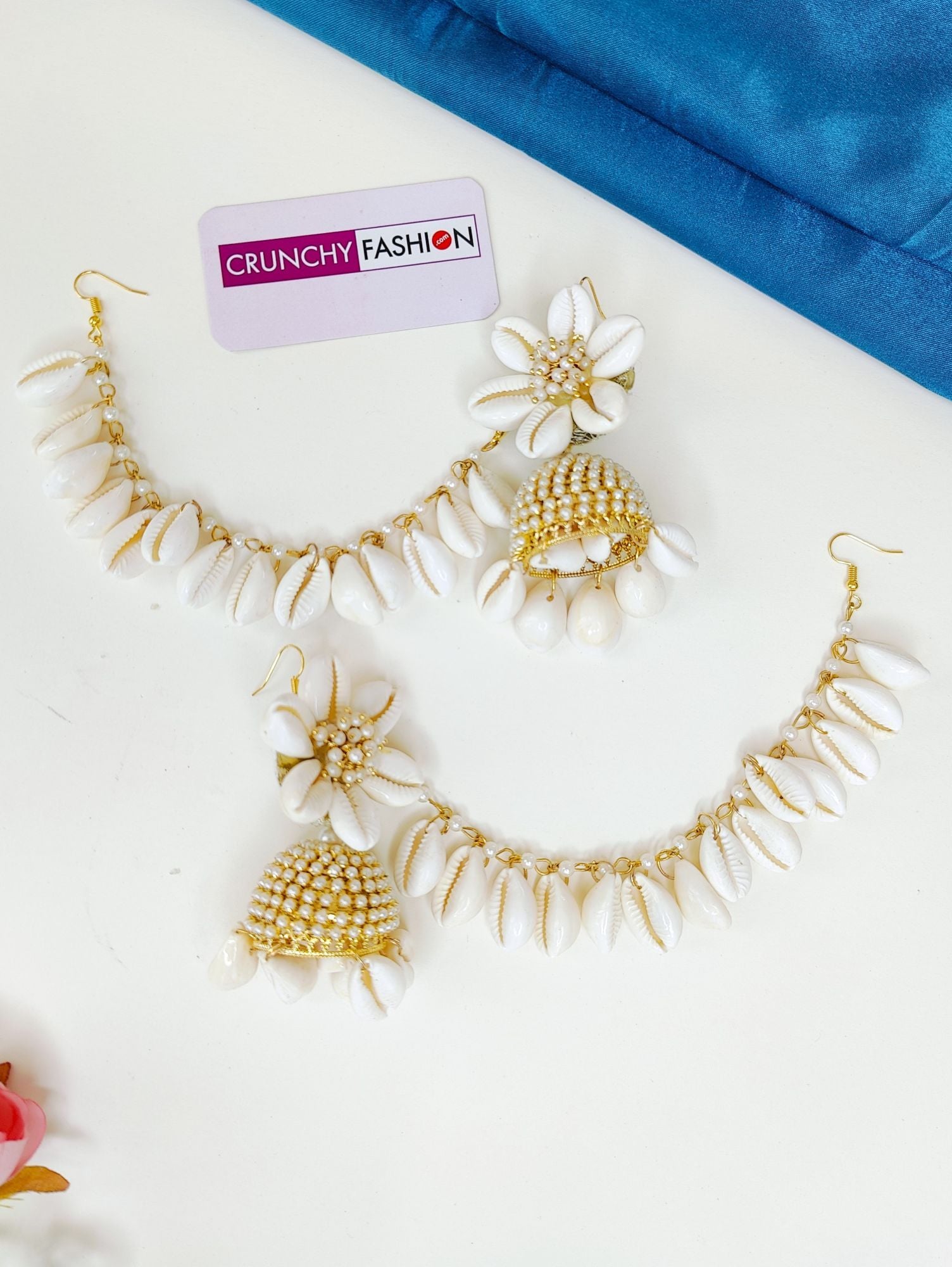 Handmade Yellow & White Sea Shell Jewellery Set for Haldi Ceremony
