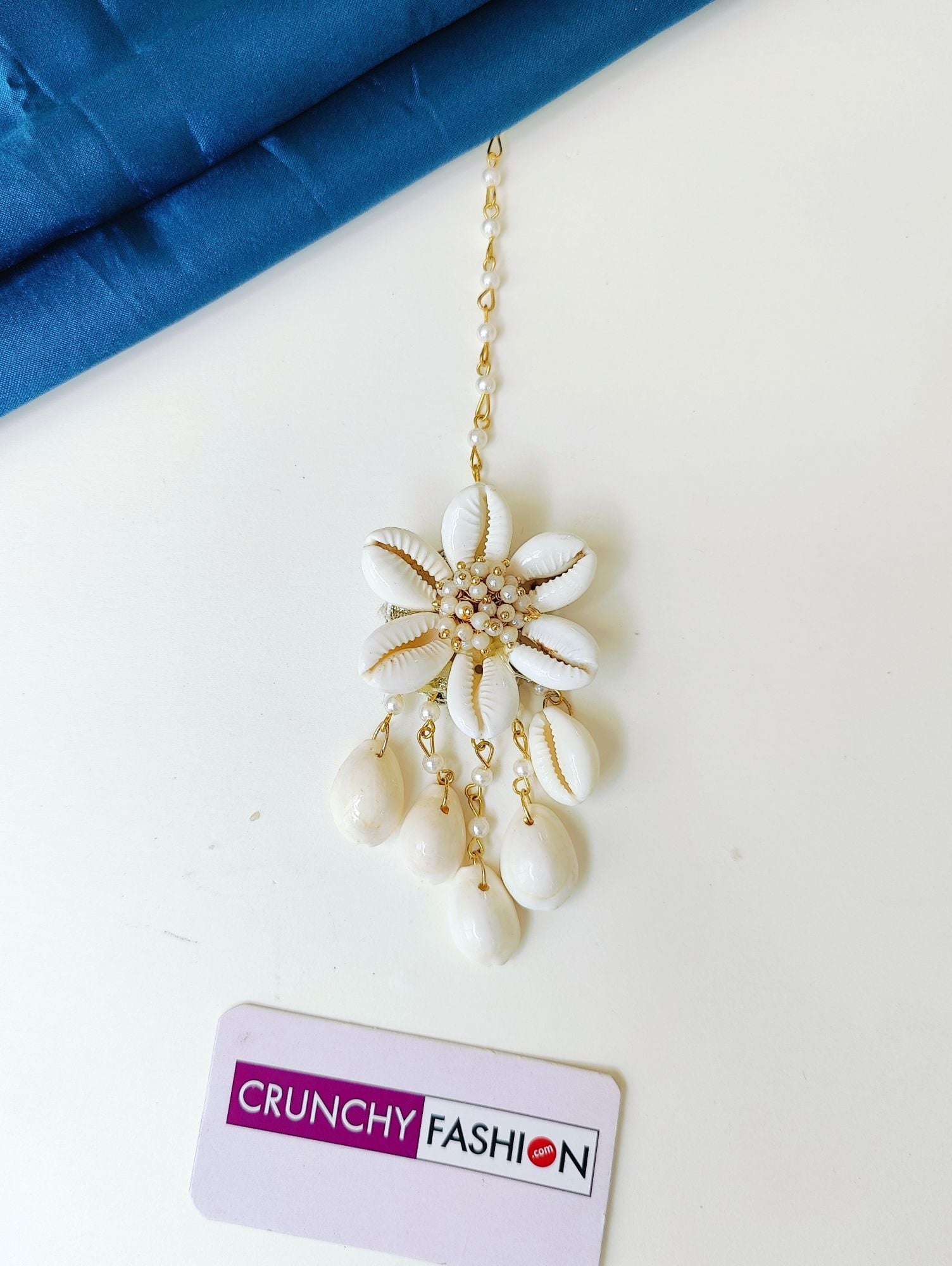 Handmade Yellow & White Sea Shell Jewellery Set for Haldi Ceremony