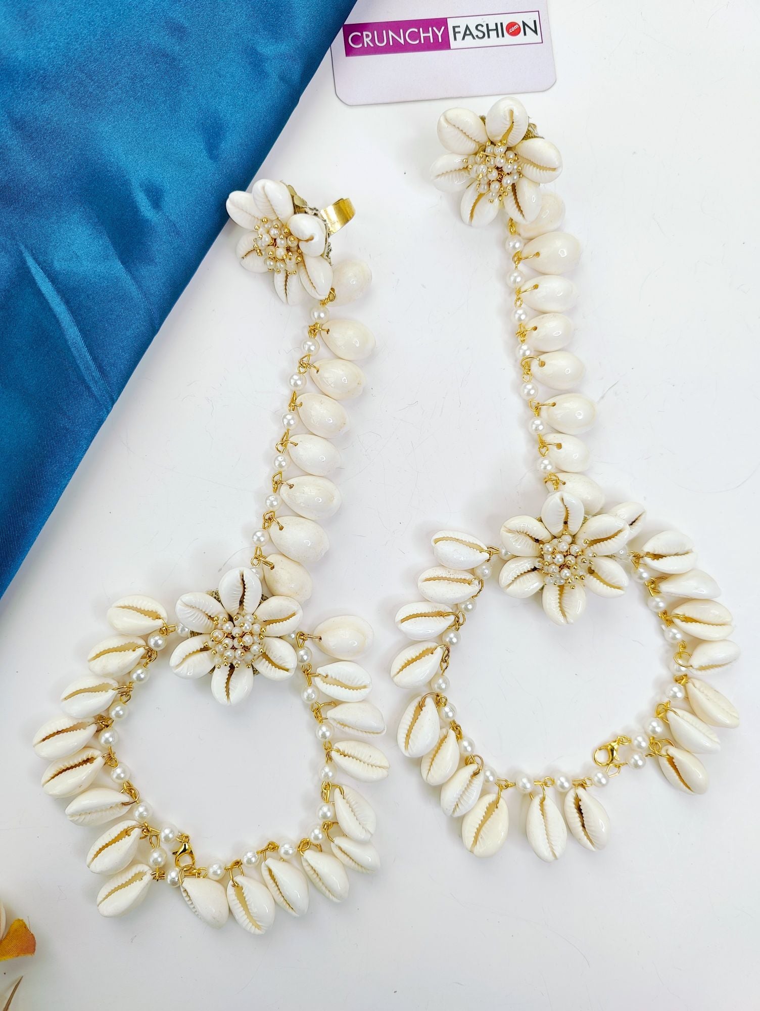 Handmade White Sea Shell Jewellery Set for Haldi & Mehndi Brides