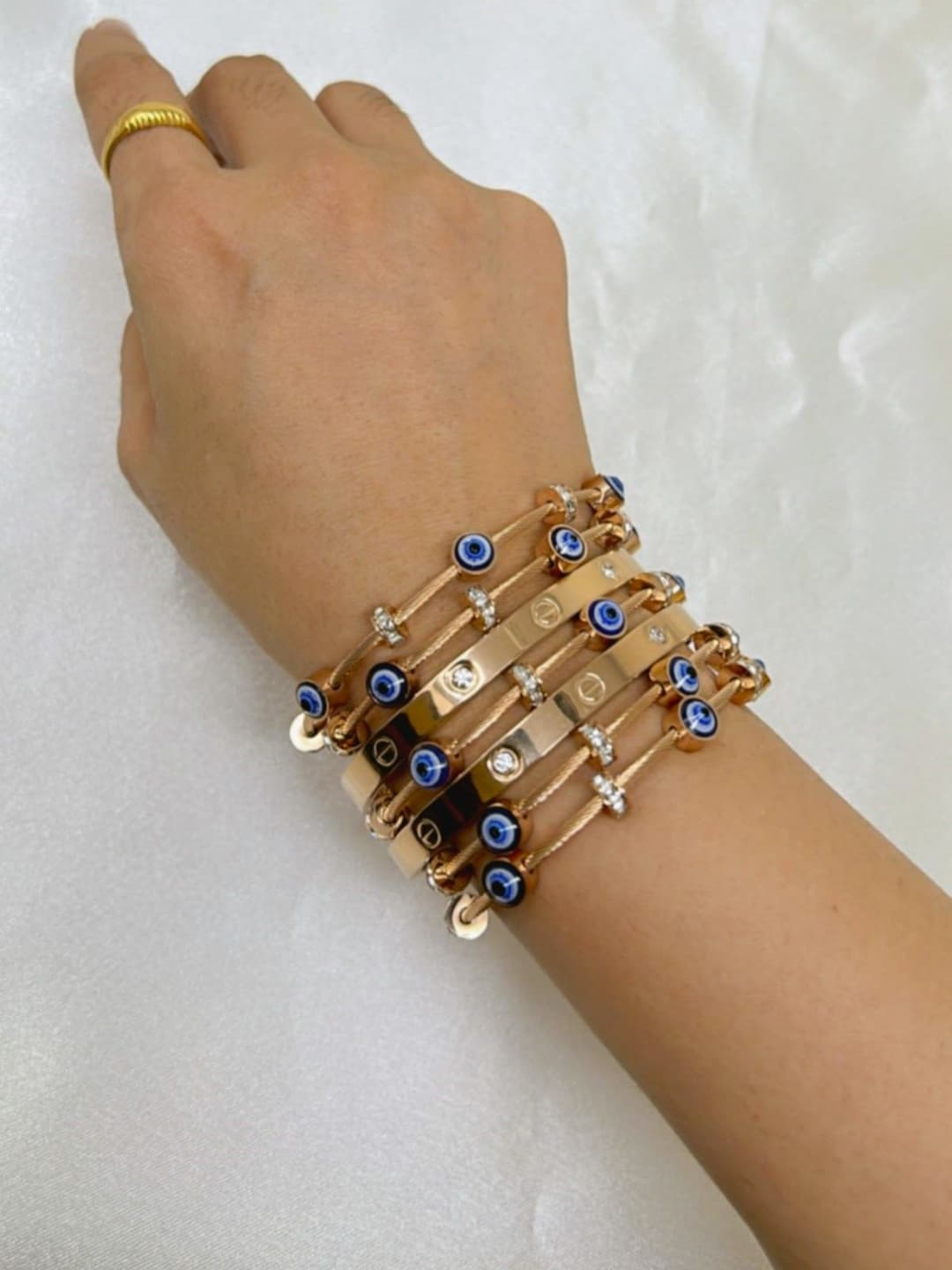 18K Rose Gold Evil Eye Bracelet for Mother