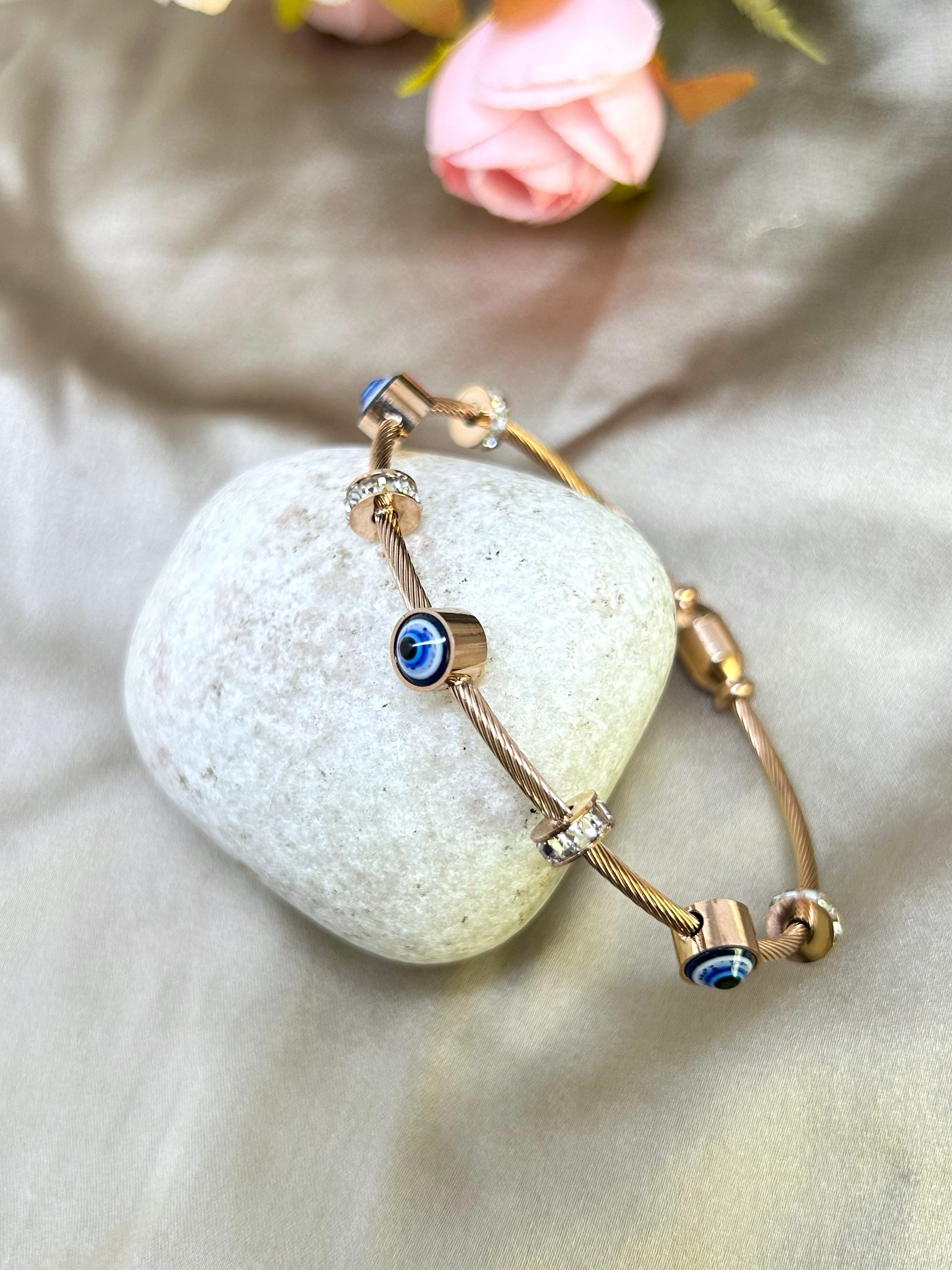 18K Rose Gold Evil Eye Bracelet for Mother