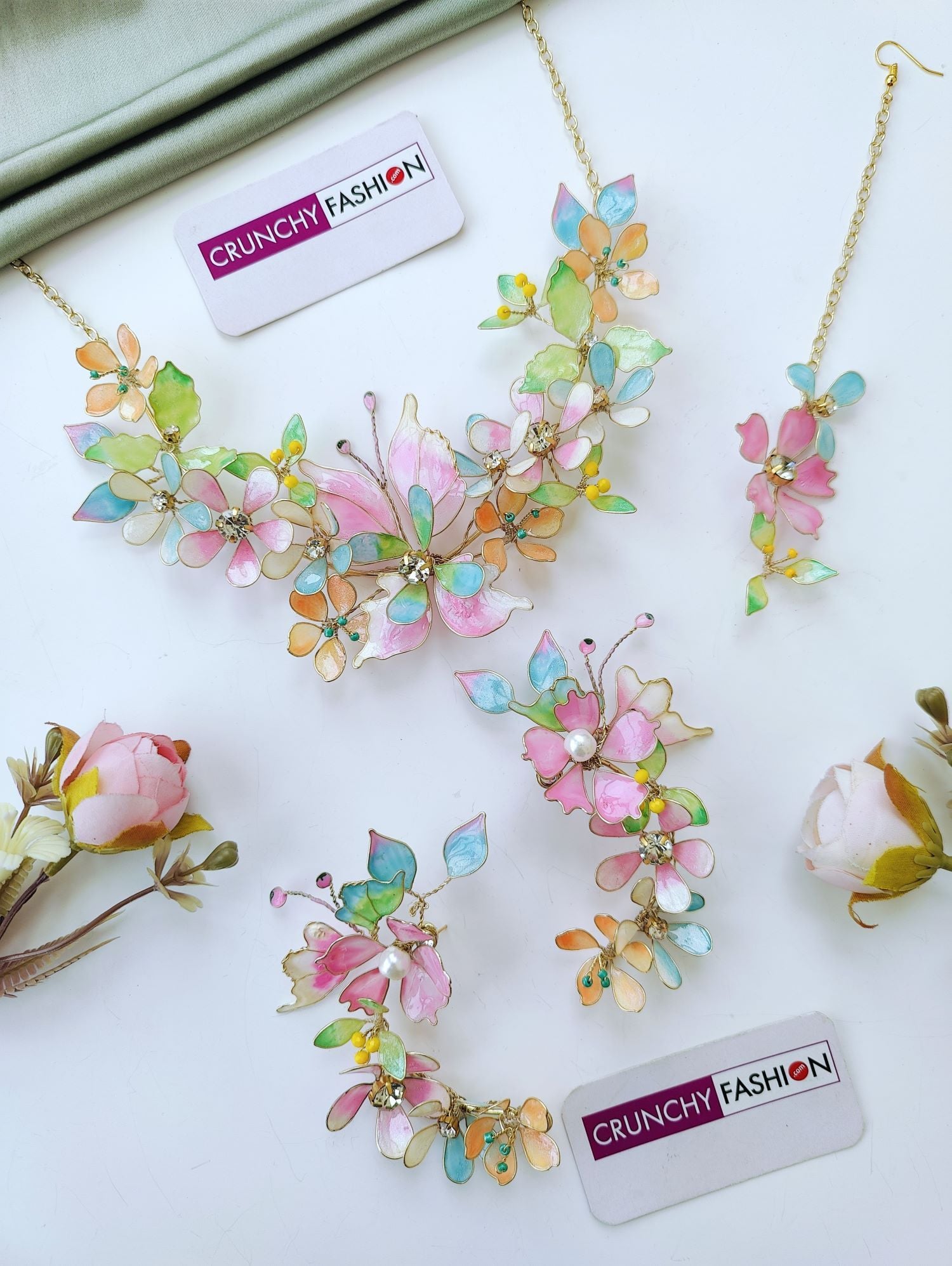 Pastel Multicolor Handmade Resin Bridal Jewelry Set