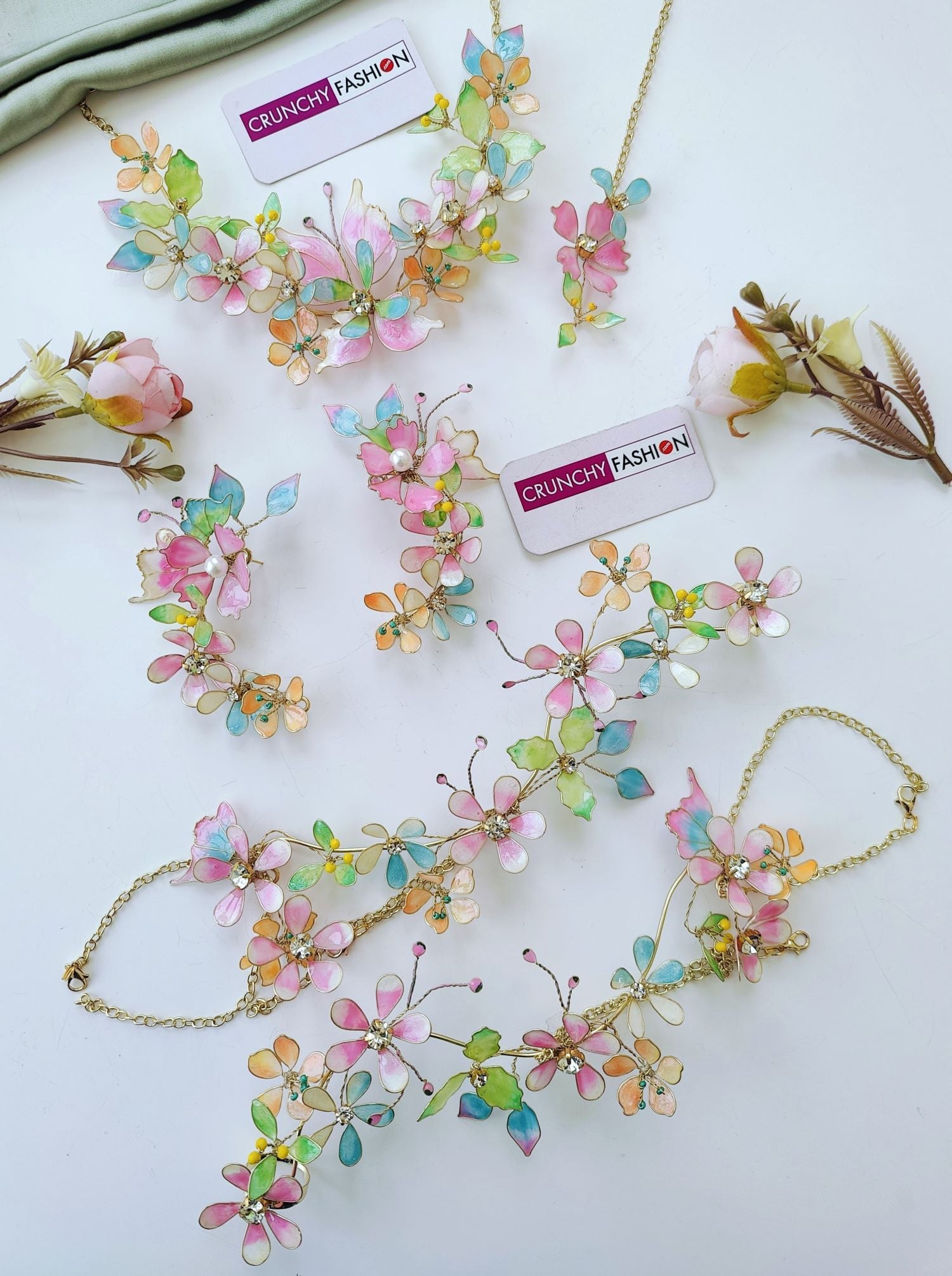 Pastel Multicolor Handmade Resin Bridal Jewelry Set