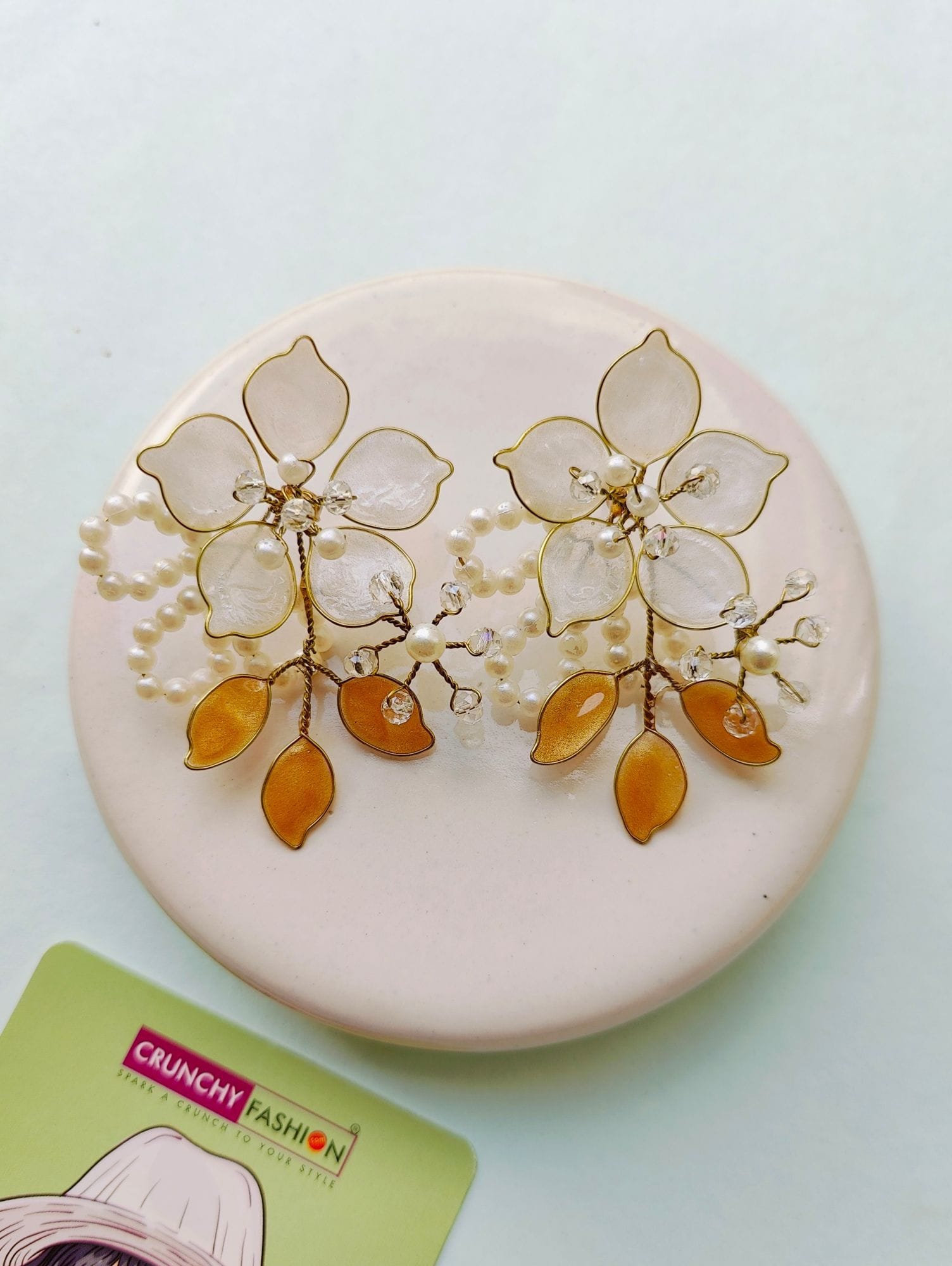 Authentic handmade White Floral Stud Earrings | Resin Art Collection