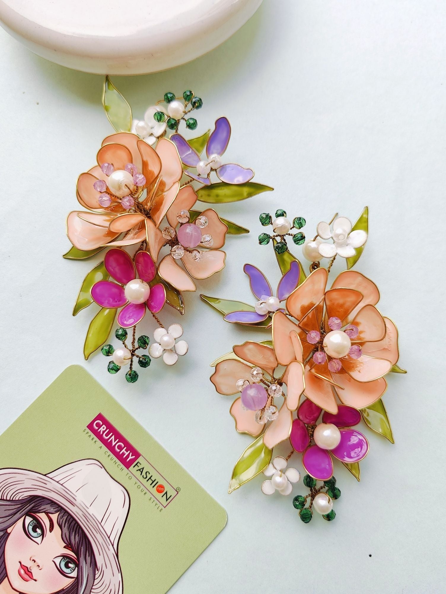 Multicolor Floral Resin Drop Earrings for Women