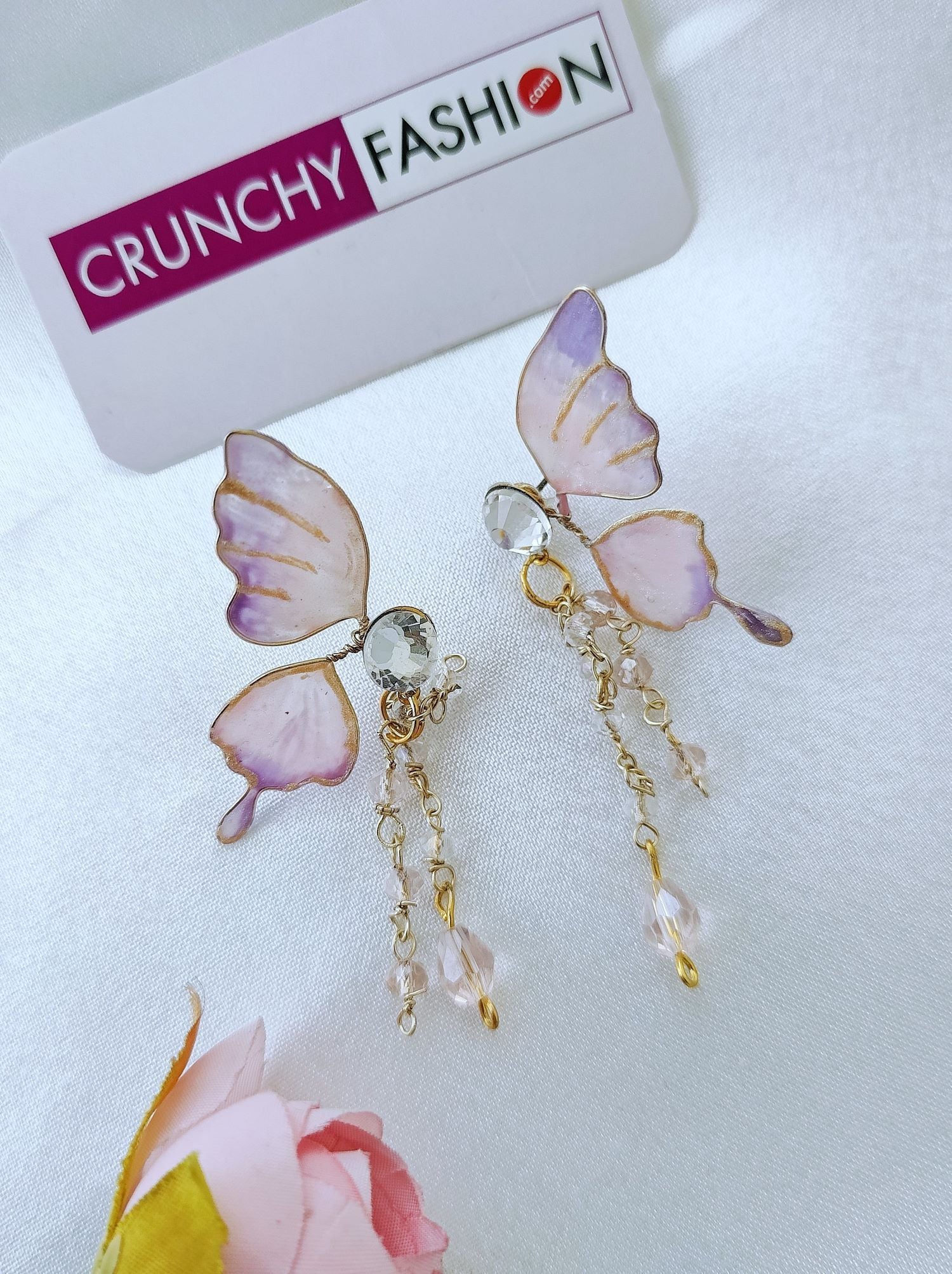 Handmade Purple Floral Resin Statement Earrings