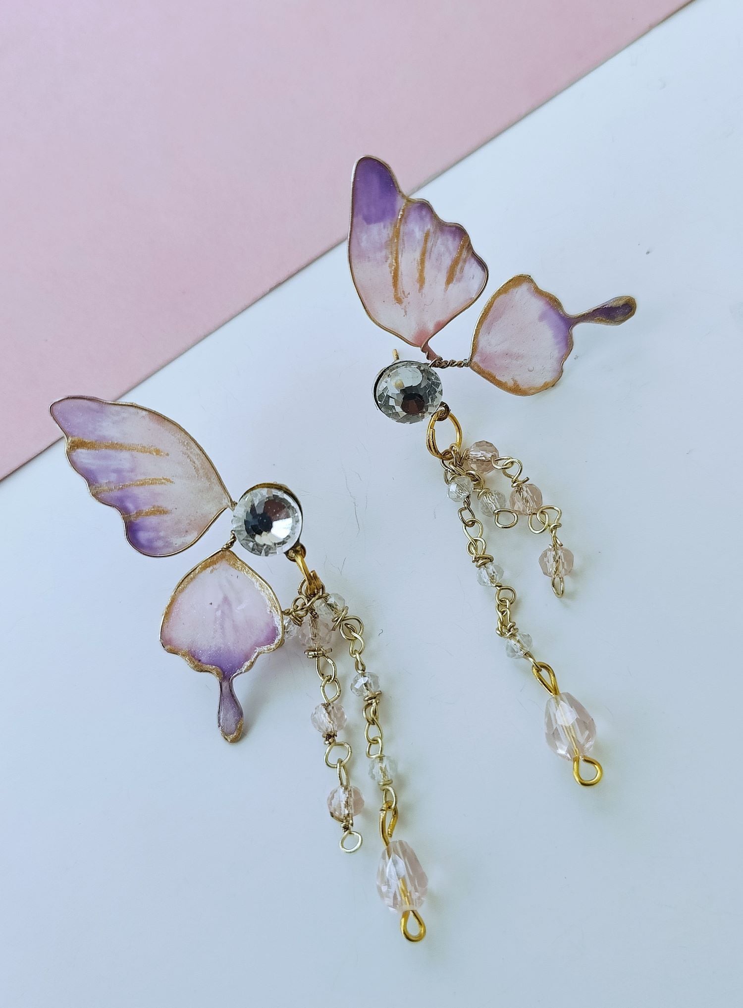 Handmade Purple Floral Resin Statement Earrings