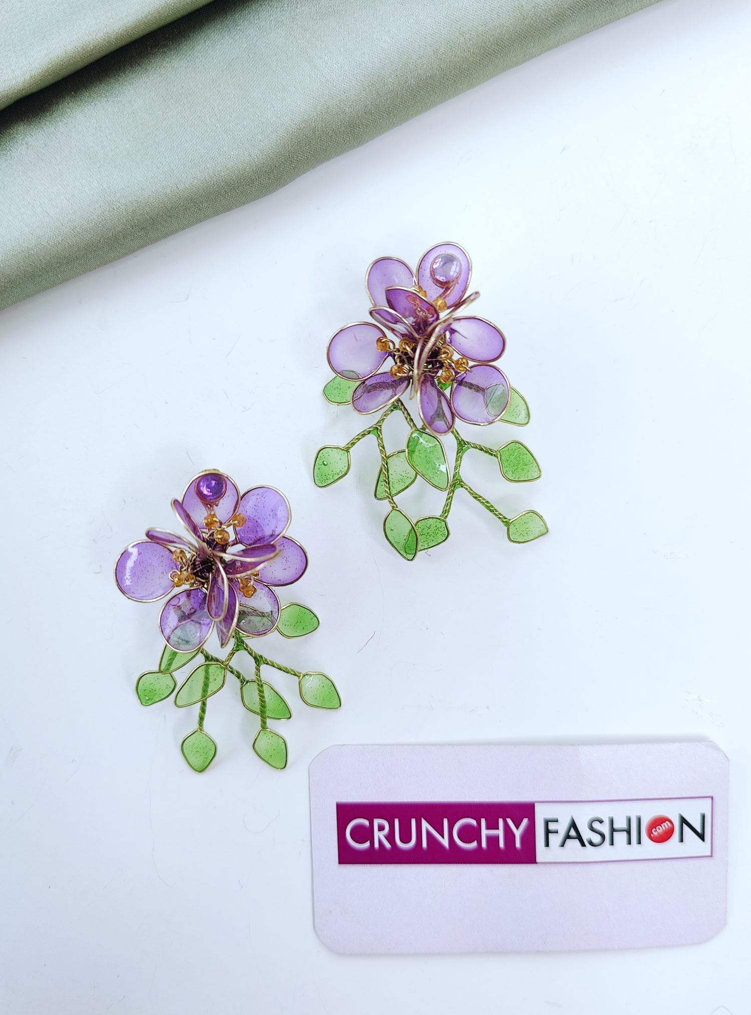 Handmade Purple Resin Floral Stud Earrings