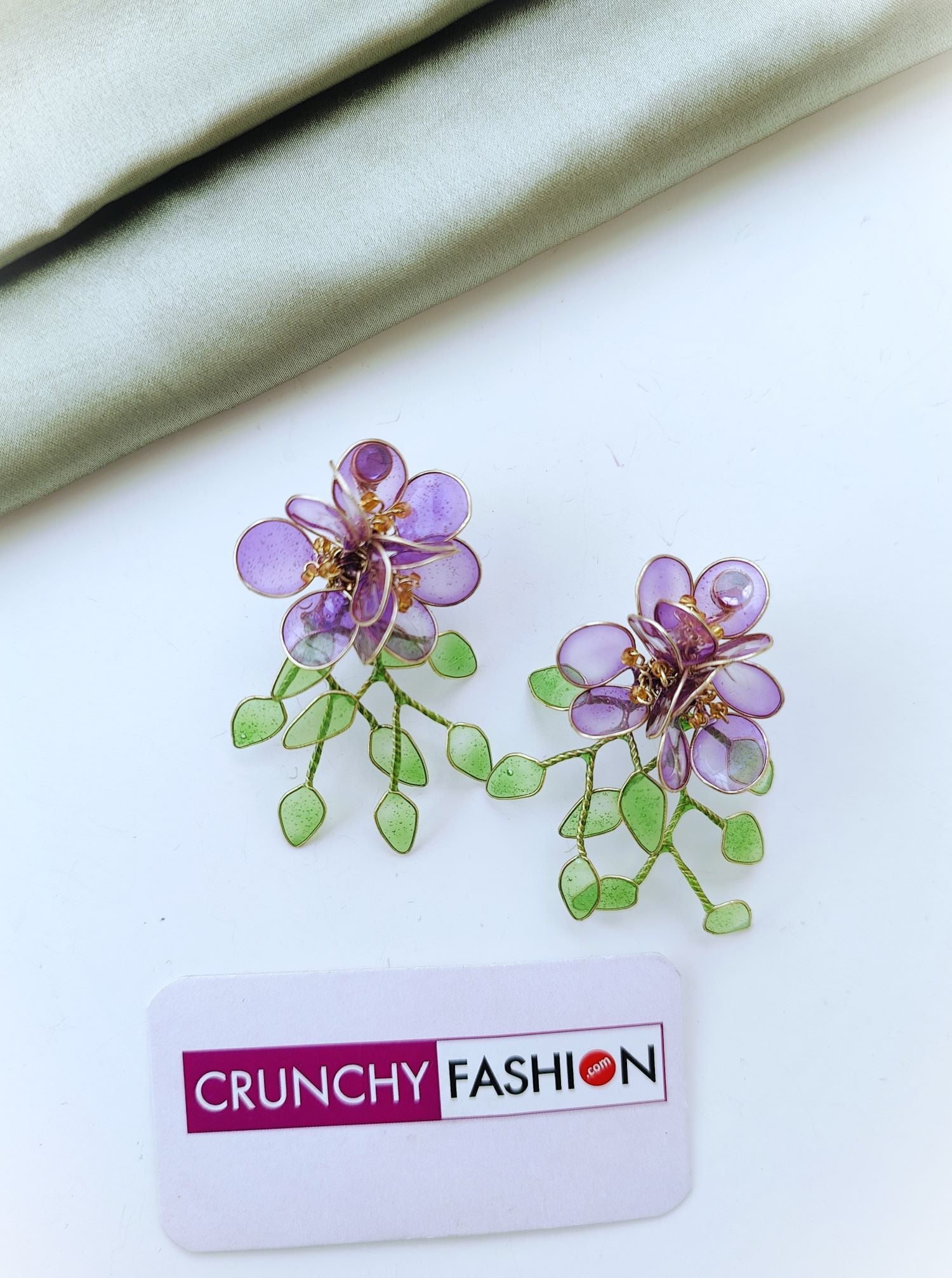 Handmade Purple Resin Floral Stud Earrings