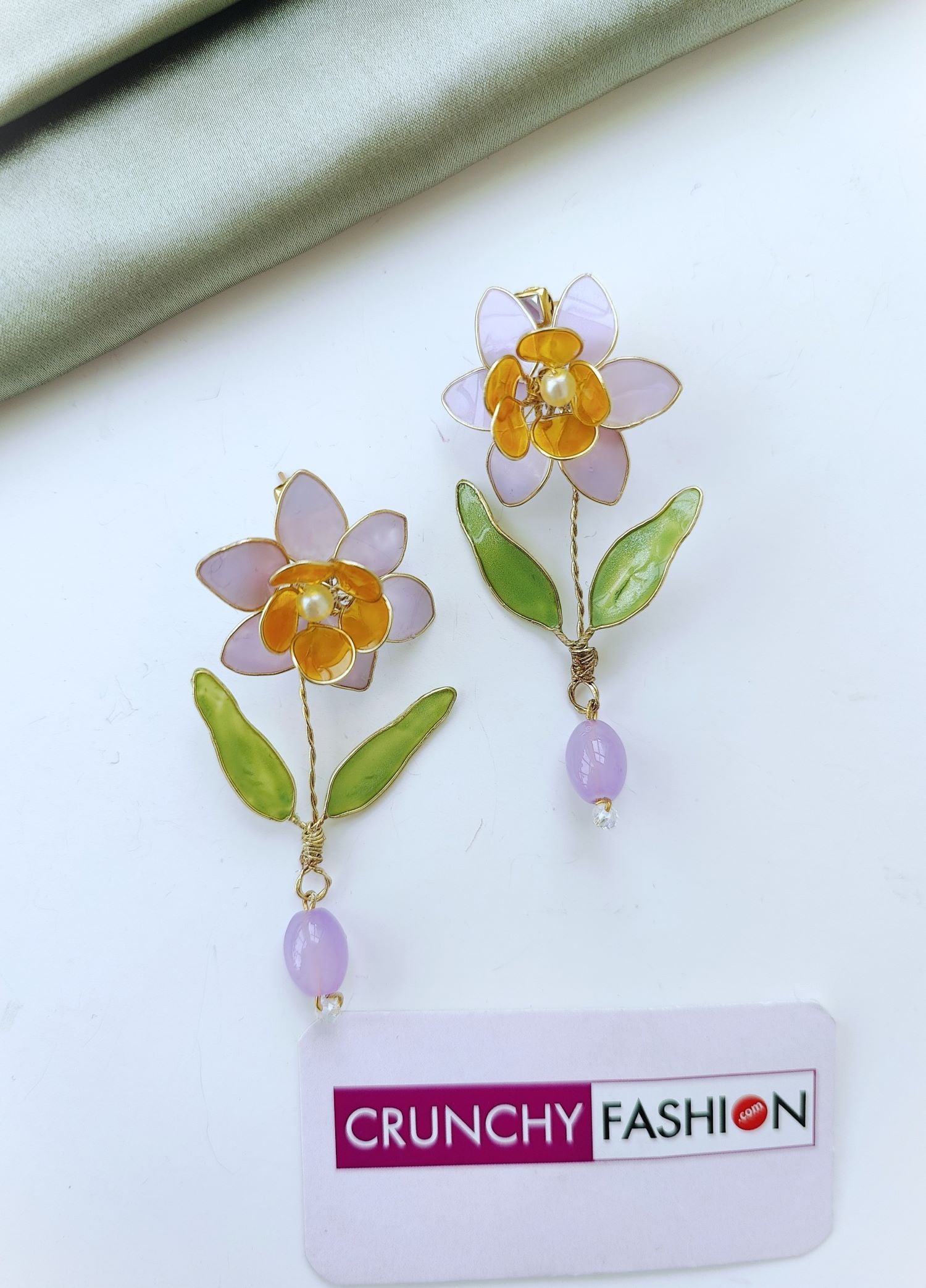 Handmade Resin Floral Earrings with Yellow Blooms