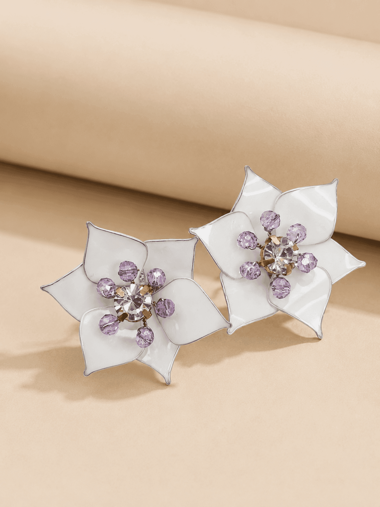 Handmade White Resin Floral Drop Earrings