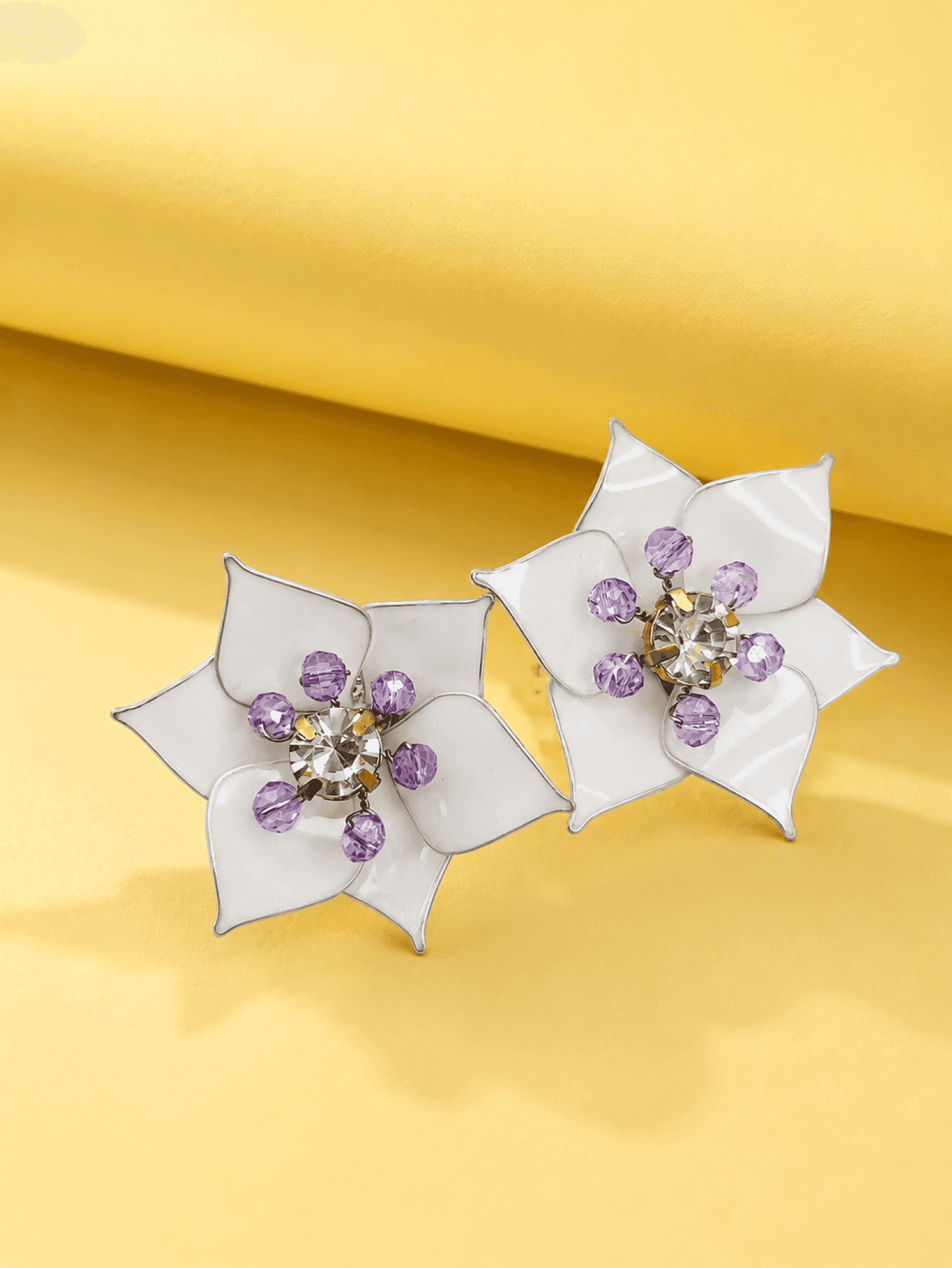 Handmade White Resin Floral Drop Earrings