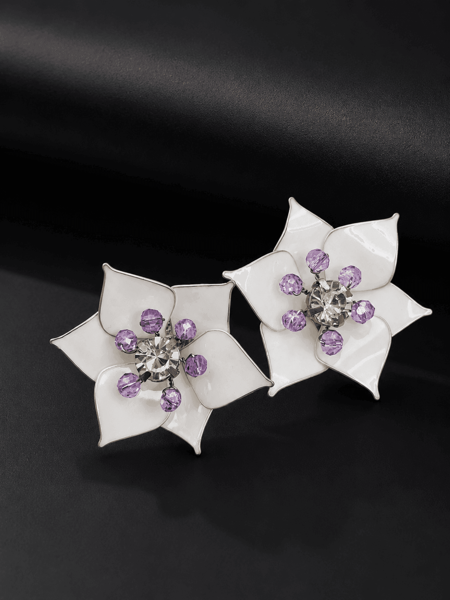Handmade White Resin Floral Drop Earrings