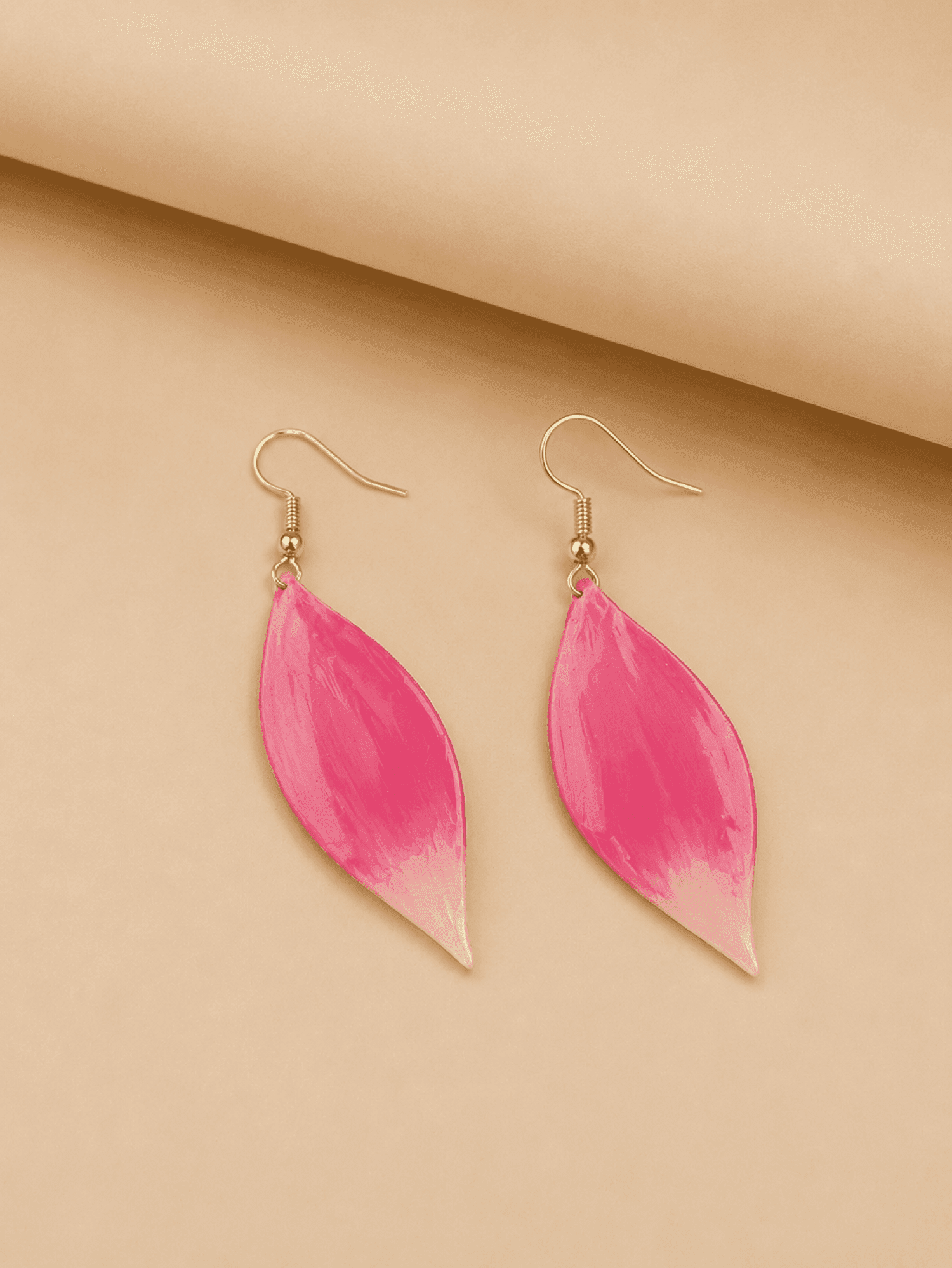 Bright Pink Floral Resin Drop Earrings
