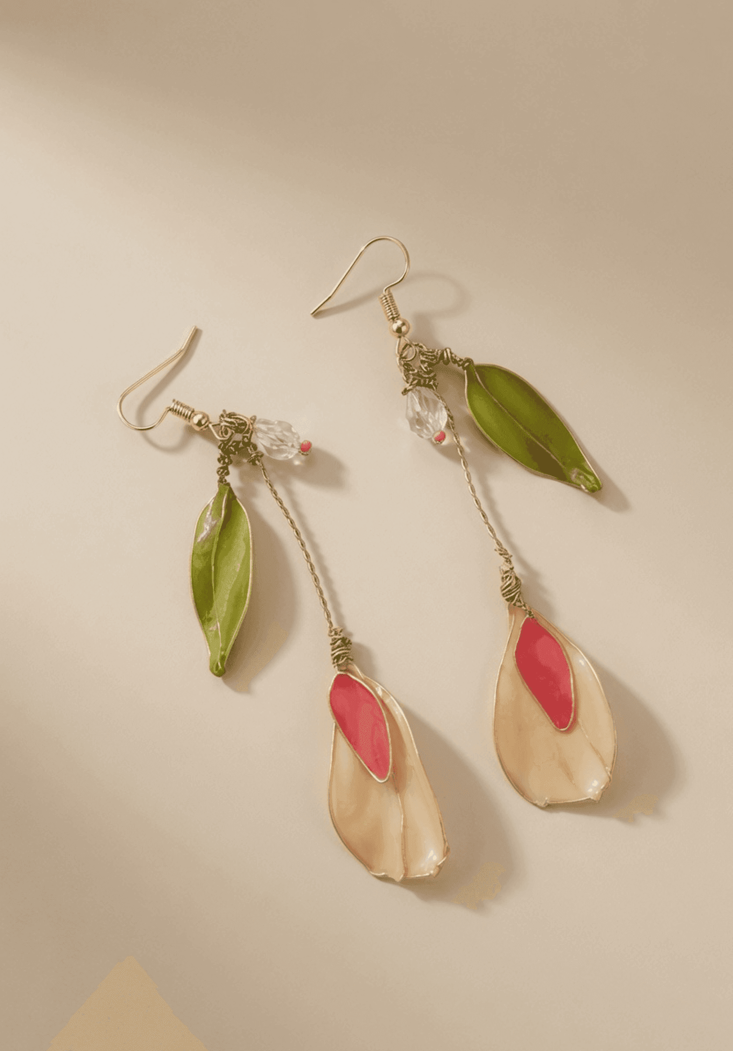 Handmade Pink Floral Resin Drop Earrings