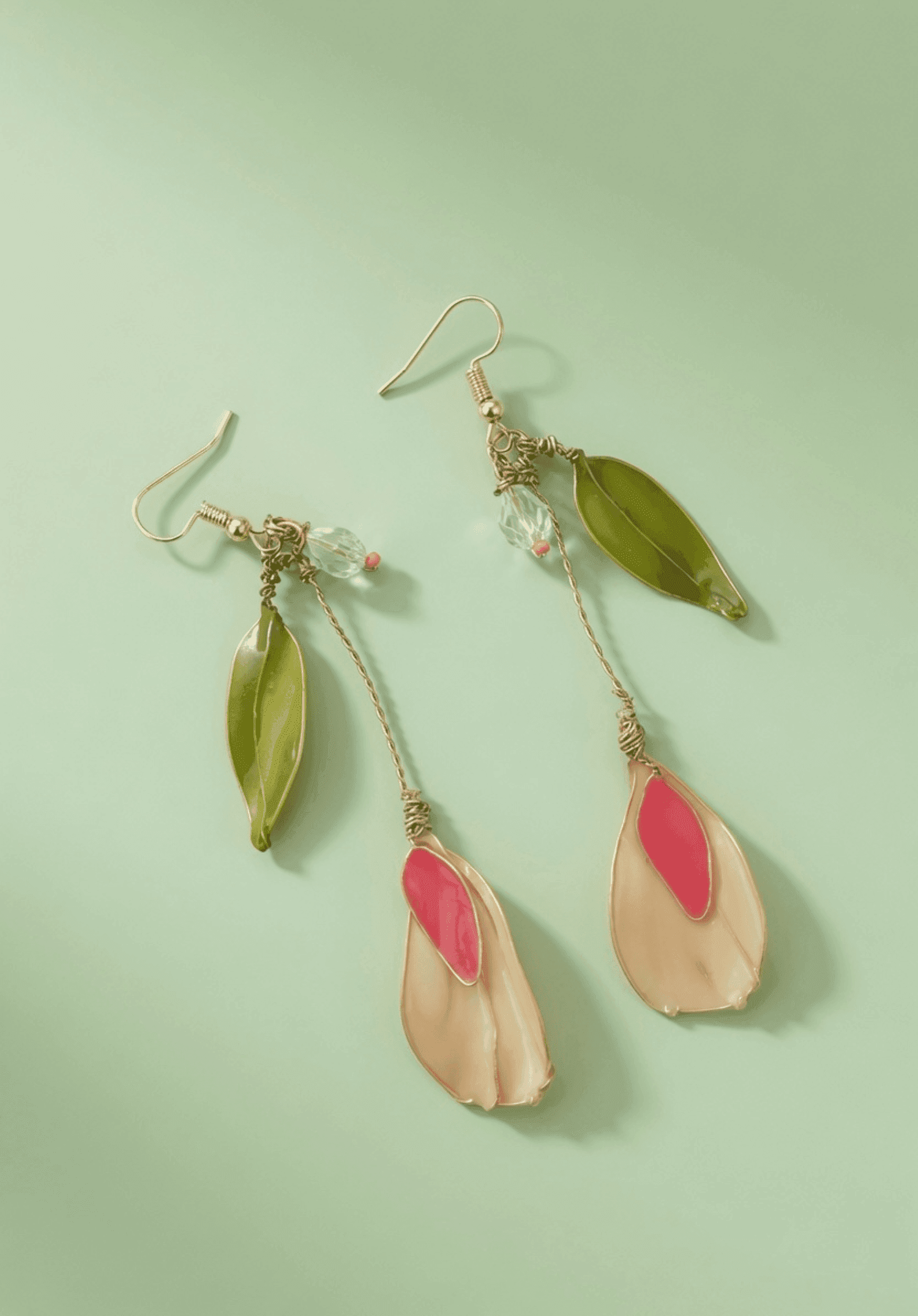 Handmade Pink Floral Resin Drop Earrings