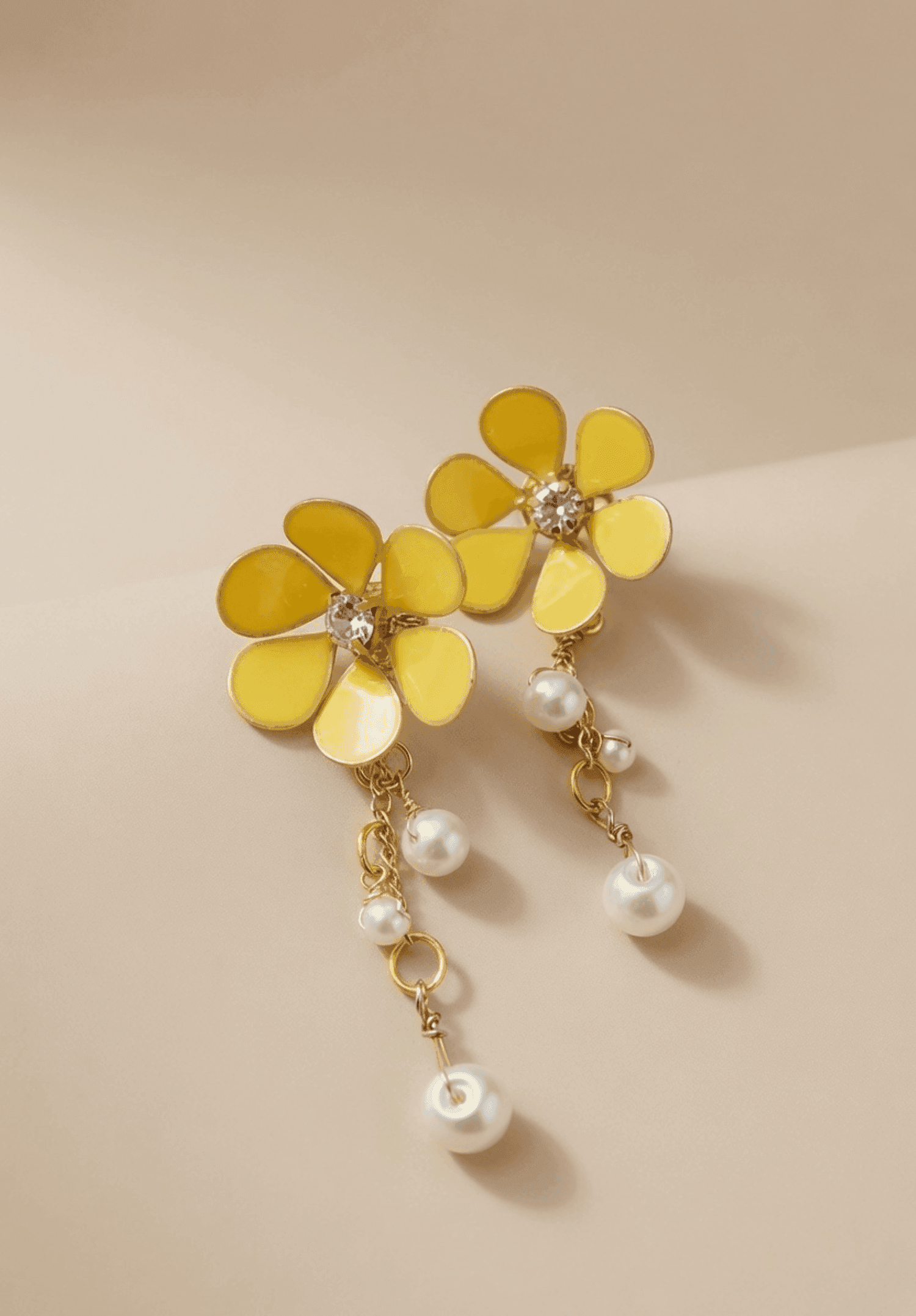 Yellow Floral Handmade Resin Drop Earrings