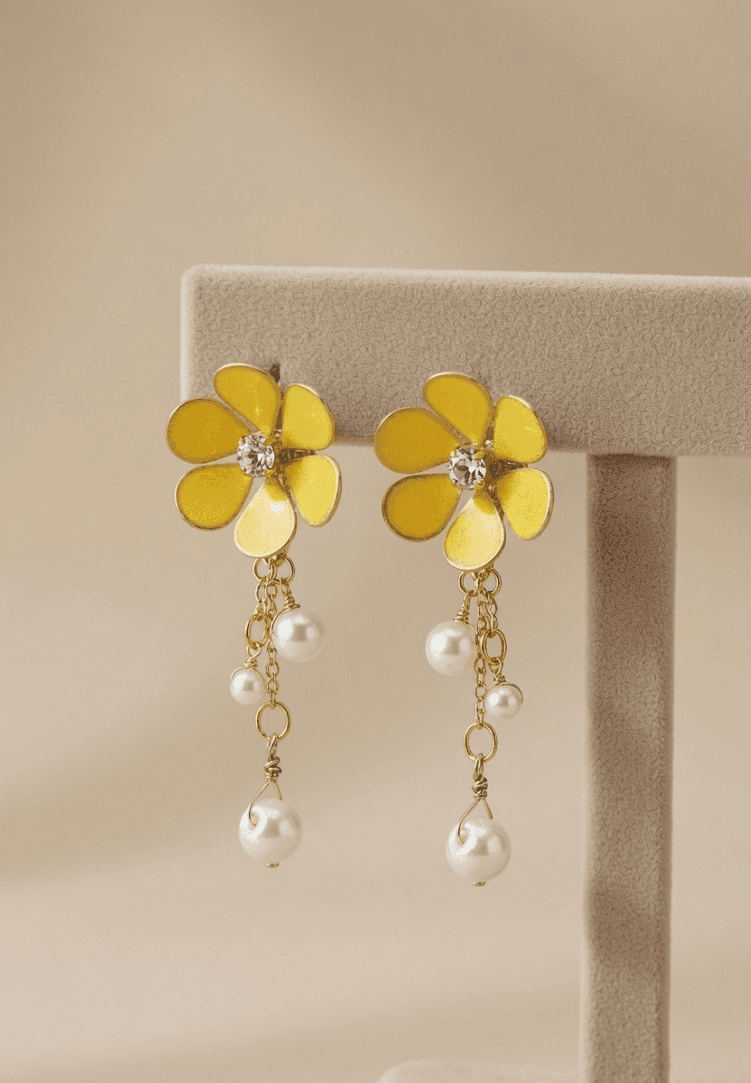 Yellow Floral Handmade Resin Drop Earrings