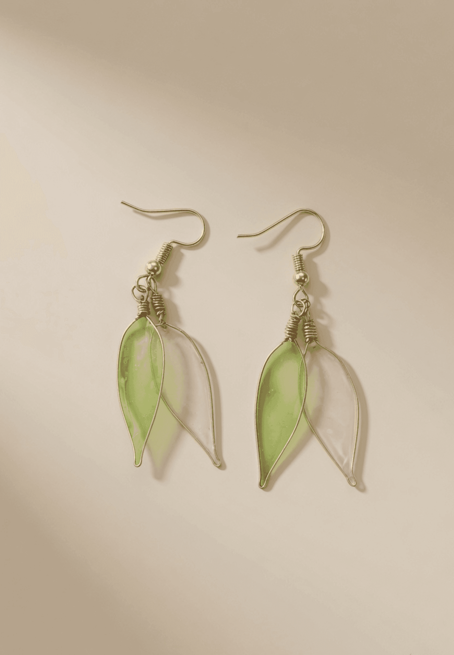 Handmade Green Floral Resin Drop Earrings