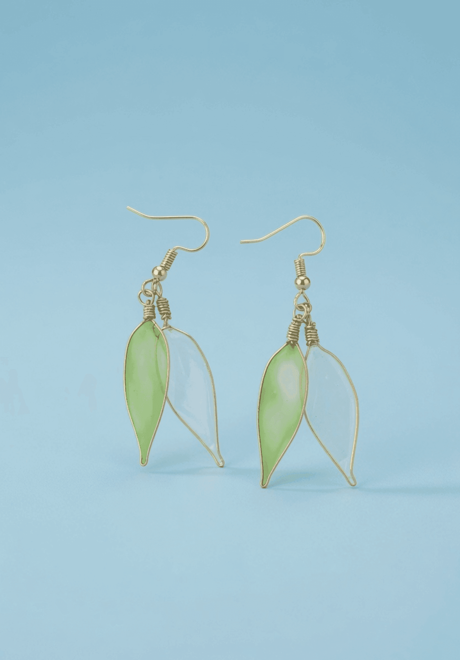 Handmade Green Floral Resin Drop Earrings