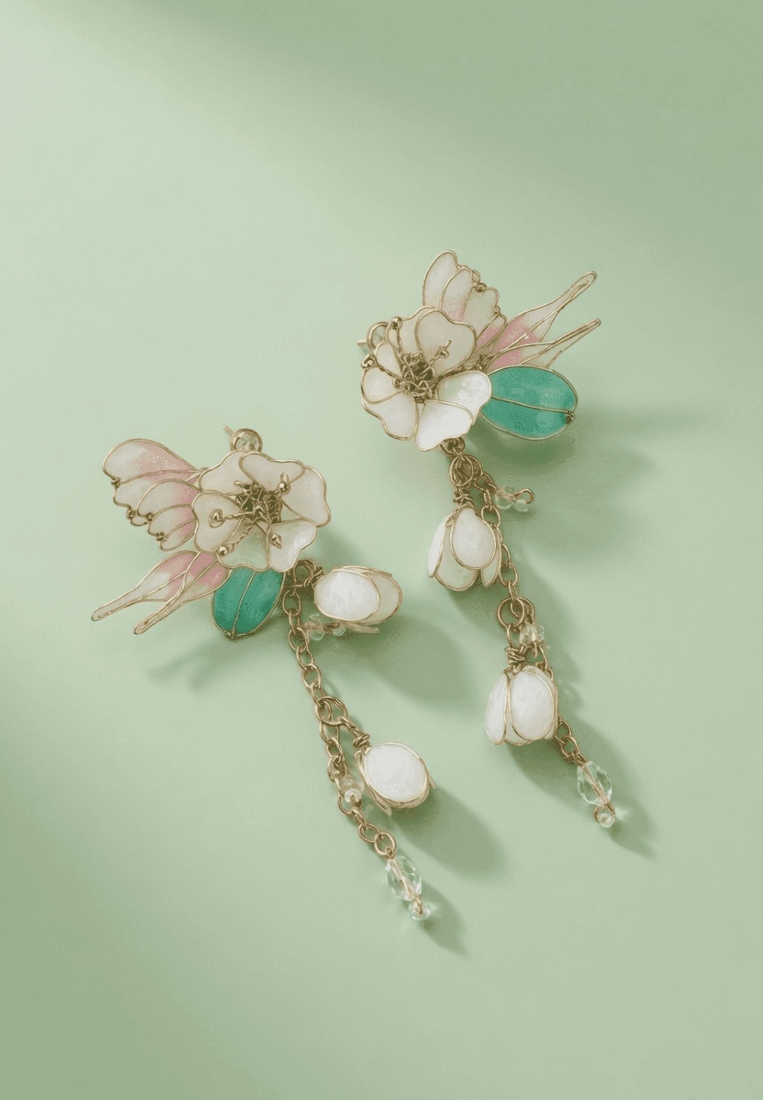 Handmade White Floral Resin Drop Earrings