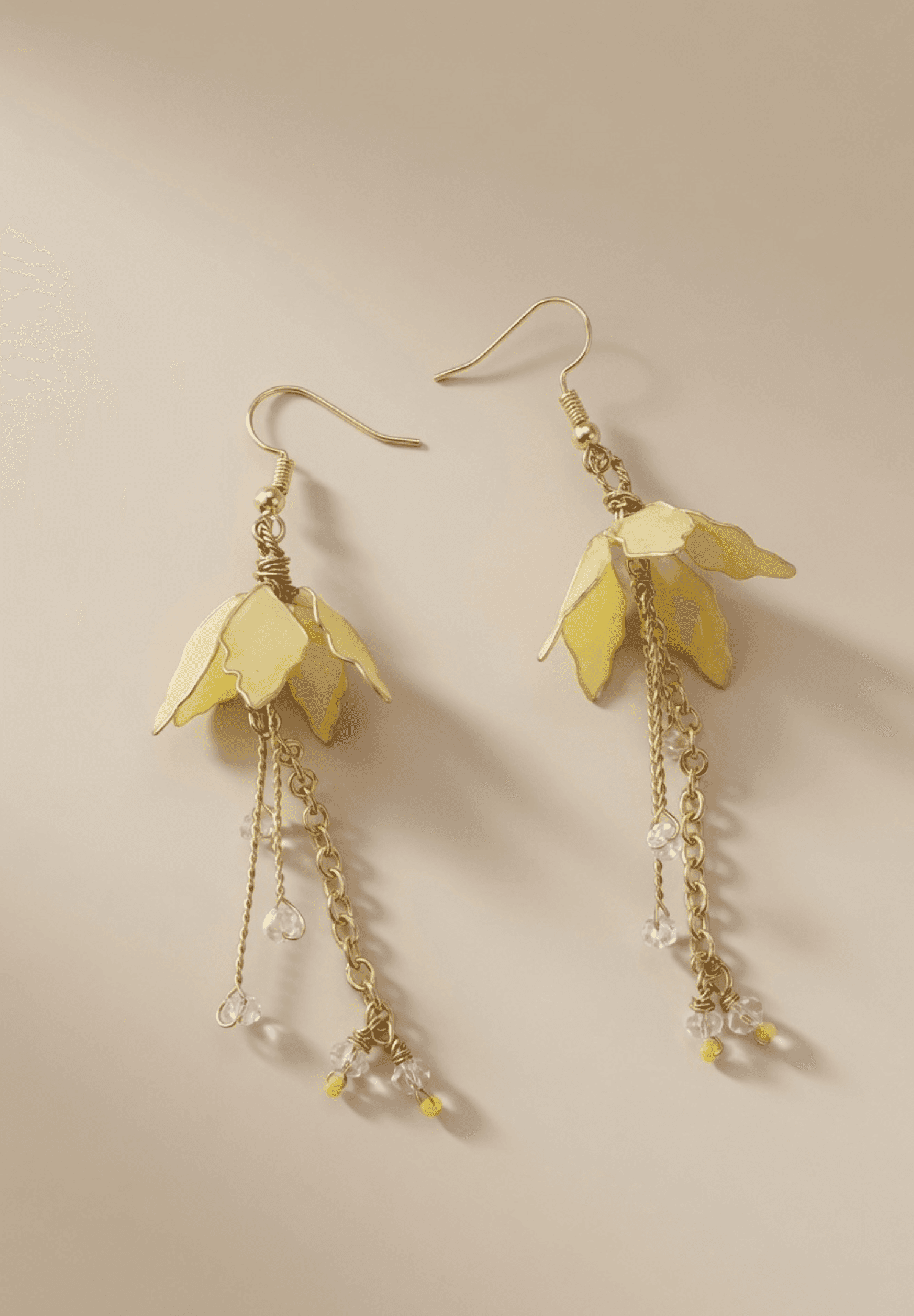 Light Yellow Floral Resin Drop Earrings
