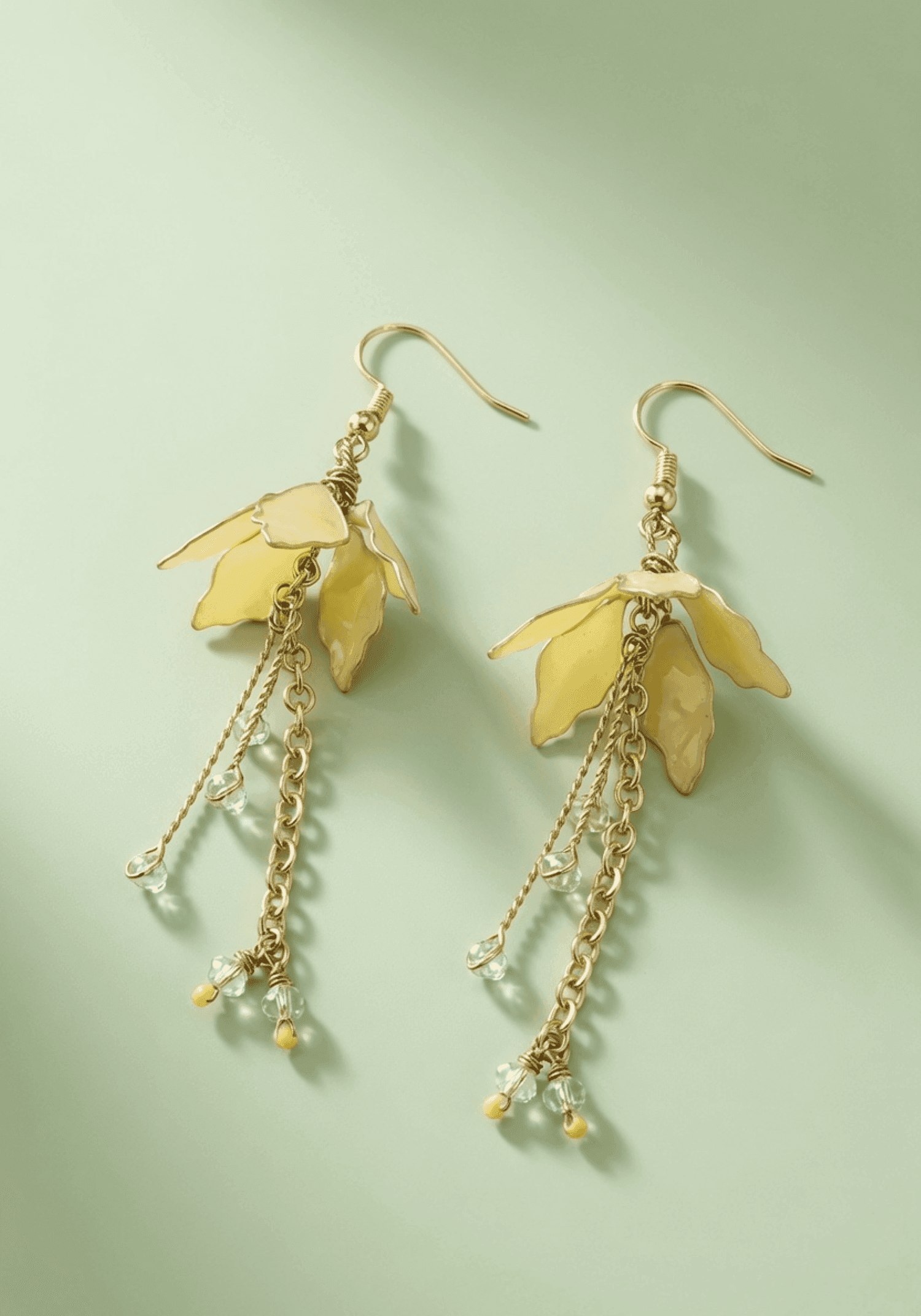 Light Yellow Floral Resin Drop Earrings