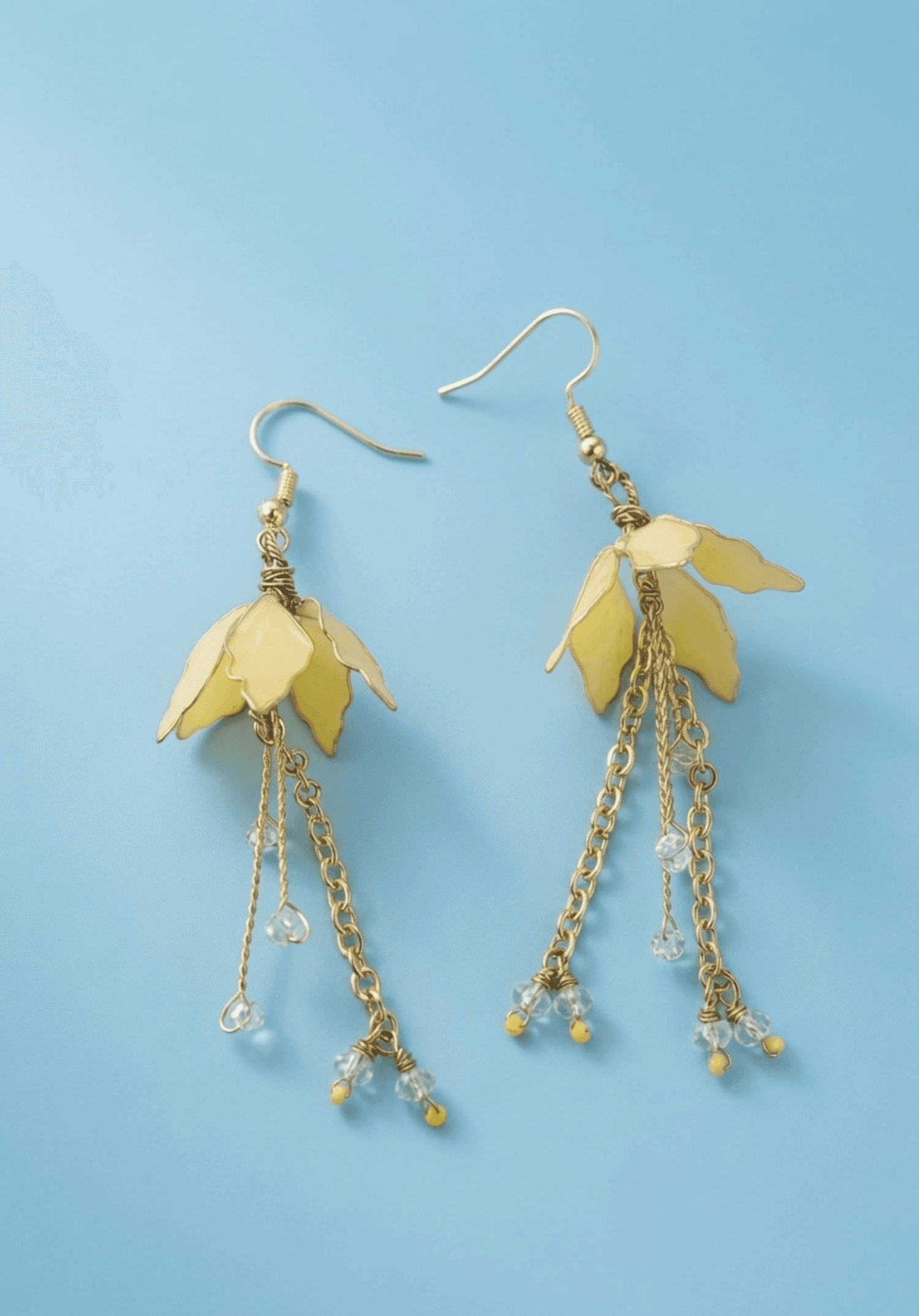 Light Yellow Floral Resin Drop Earrings