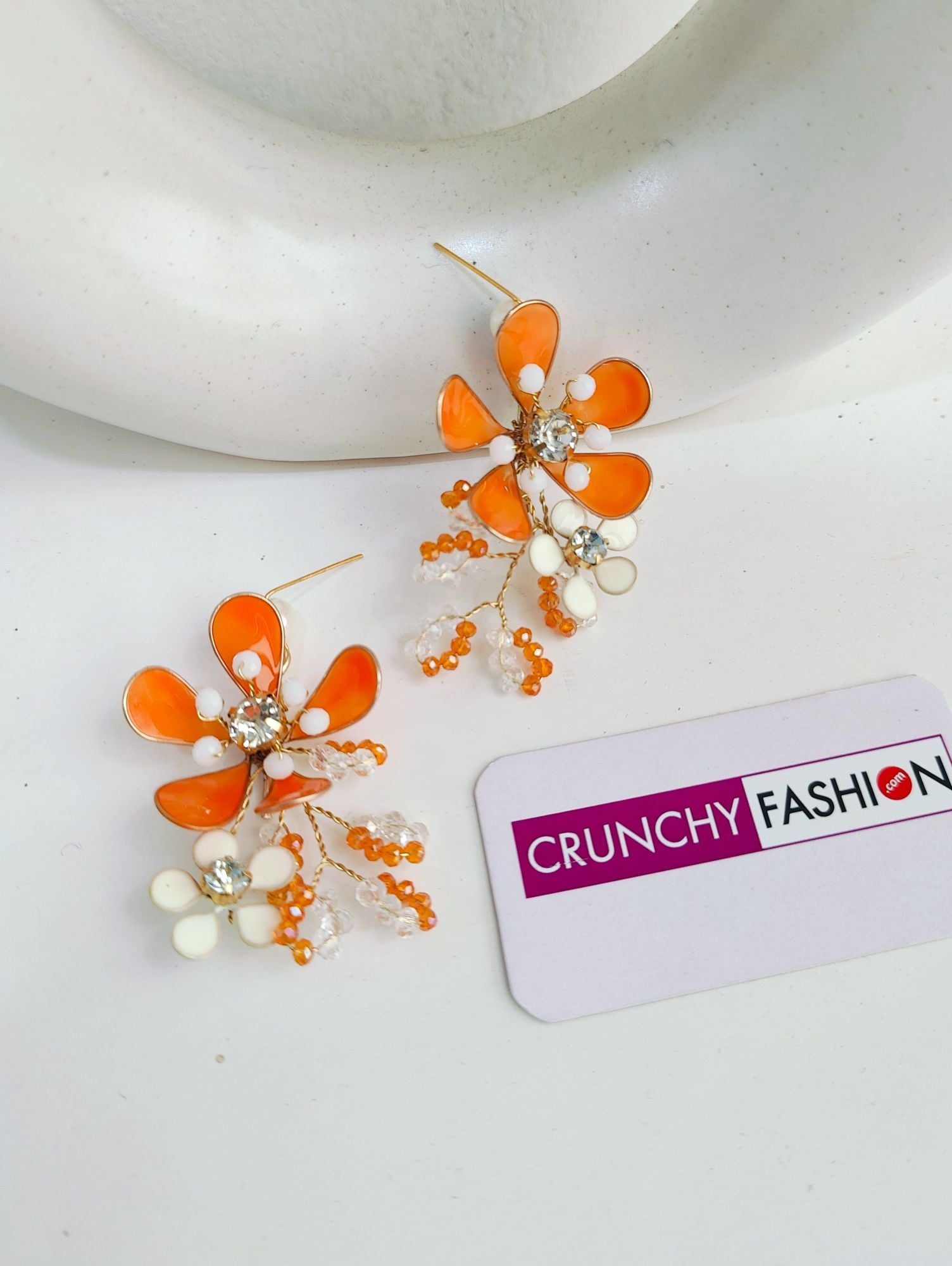 Blossom Carnival: Multicolor Resin Floral Dangler Earrings for Haldi Event