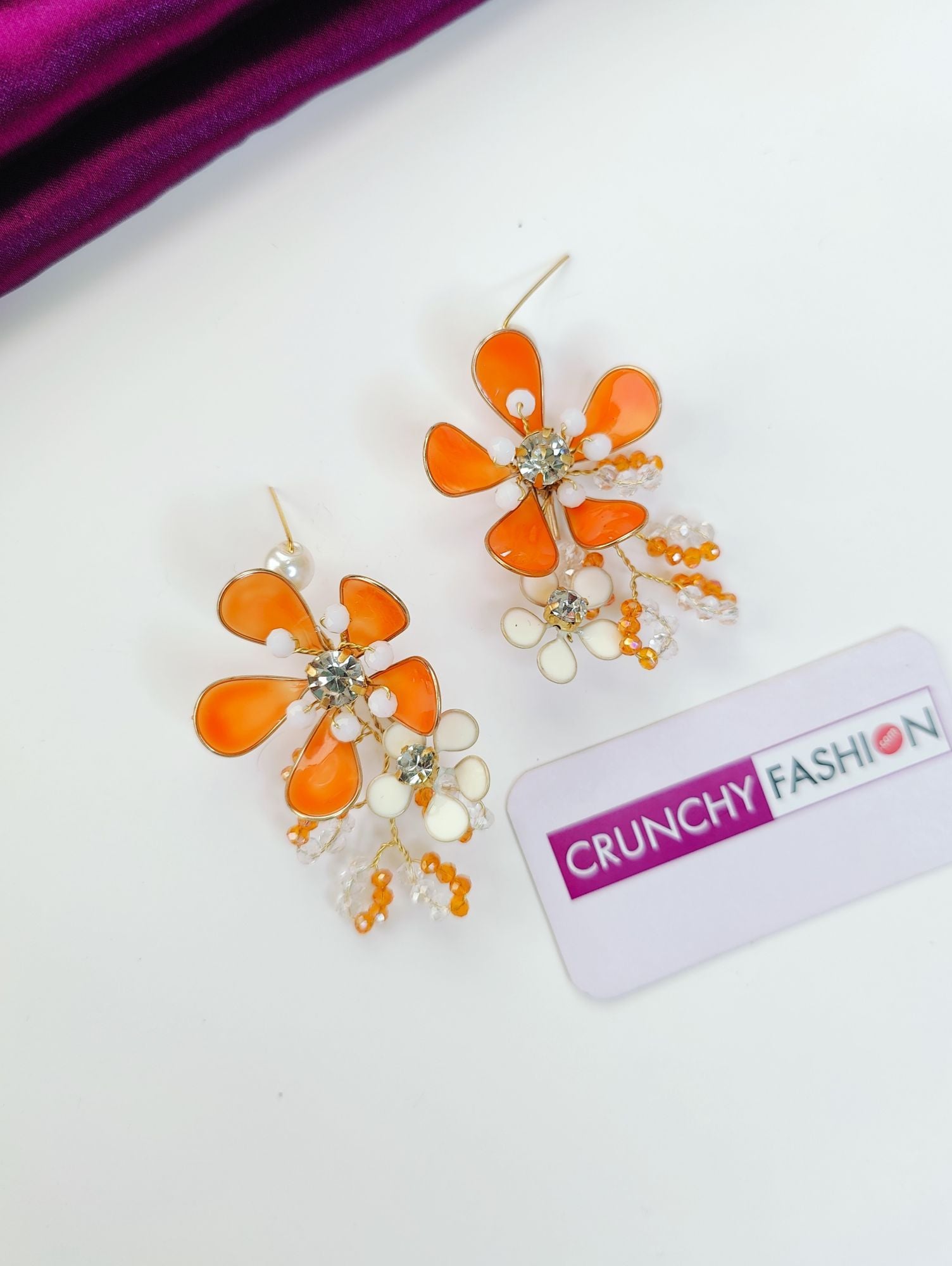 Blossom Carnival: Multicolor Resin Floral Dangler Earrings for Haldi Event