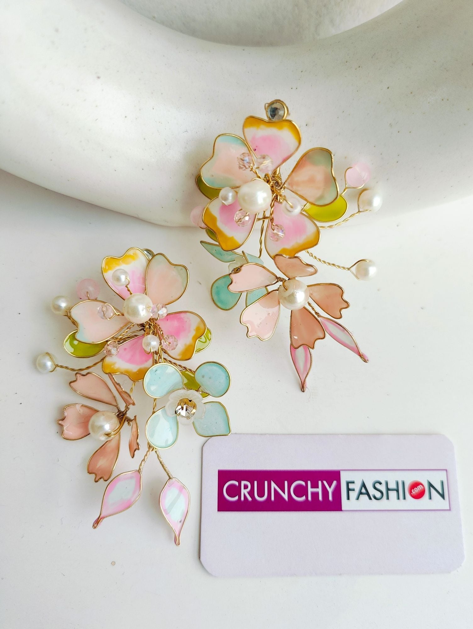 Peach Floral Earrings