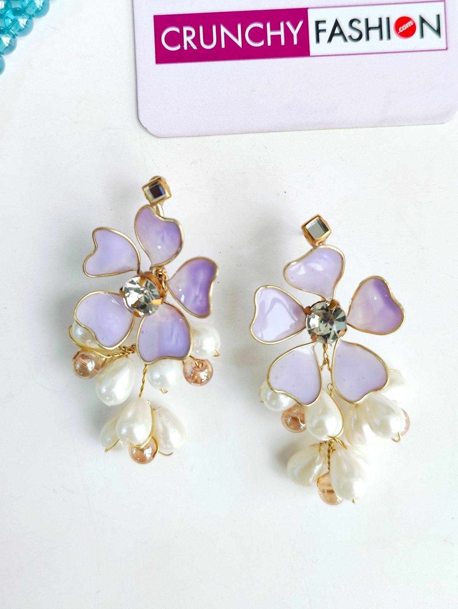 Lavender Resin Floral Drop Earrings for Haldi