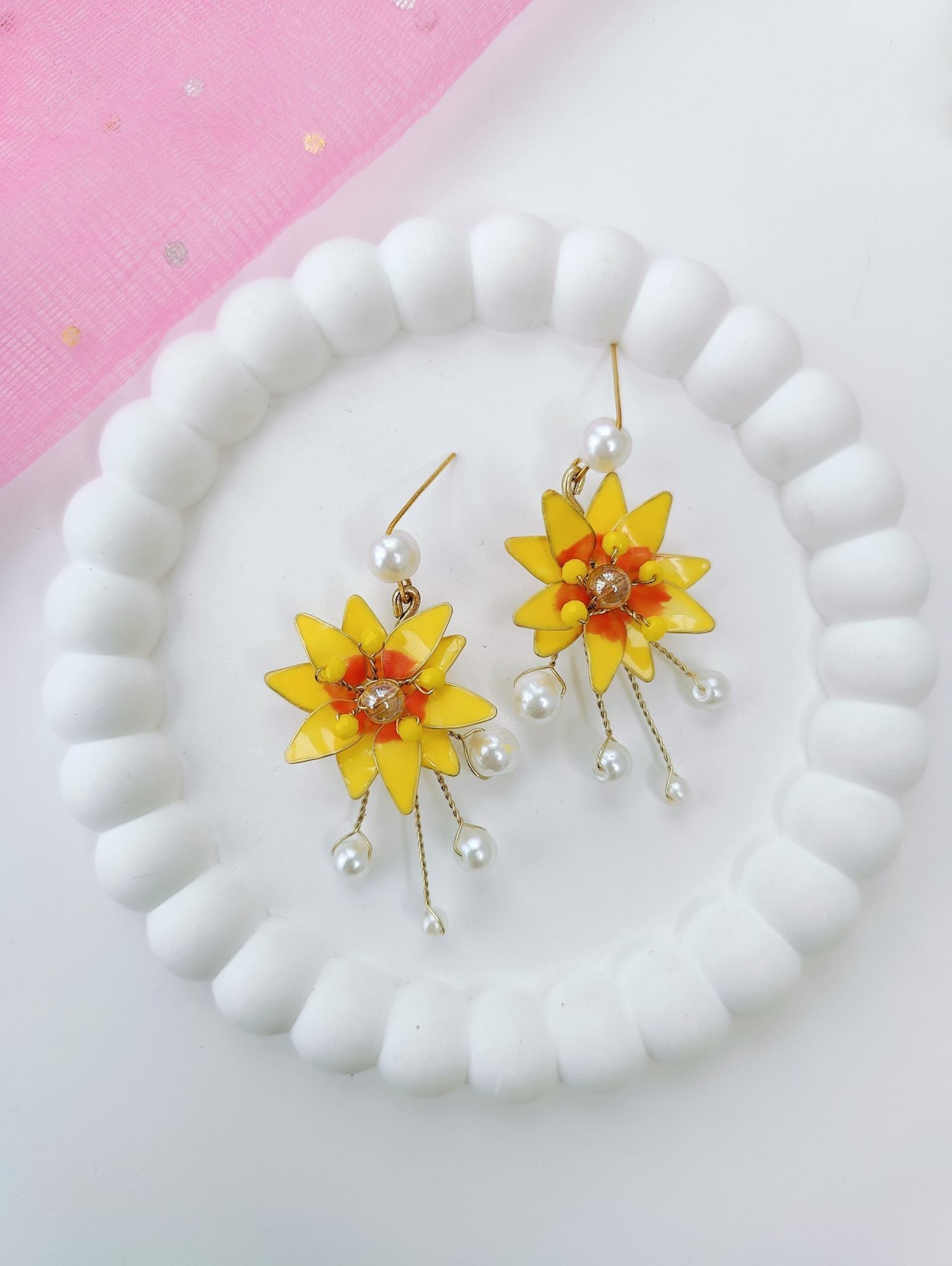 Yellow Sunflower Resin Necklace for Women