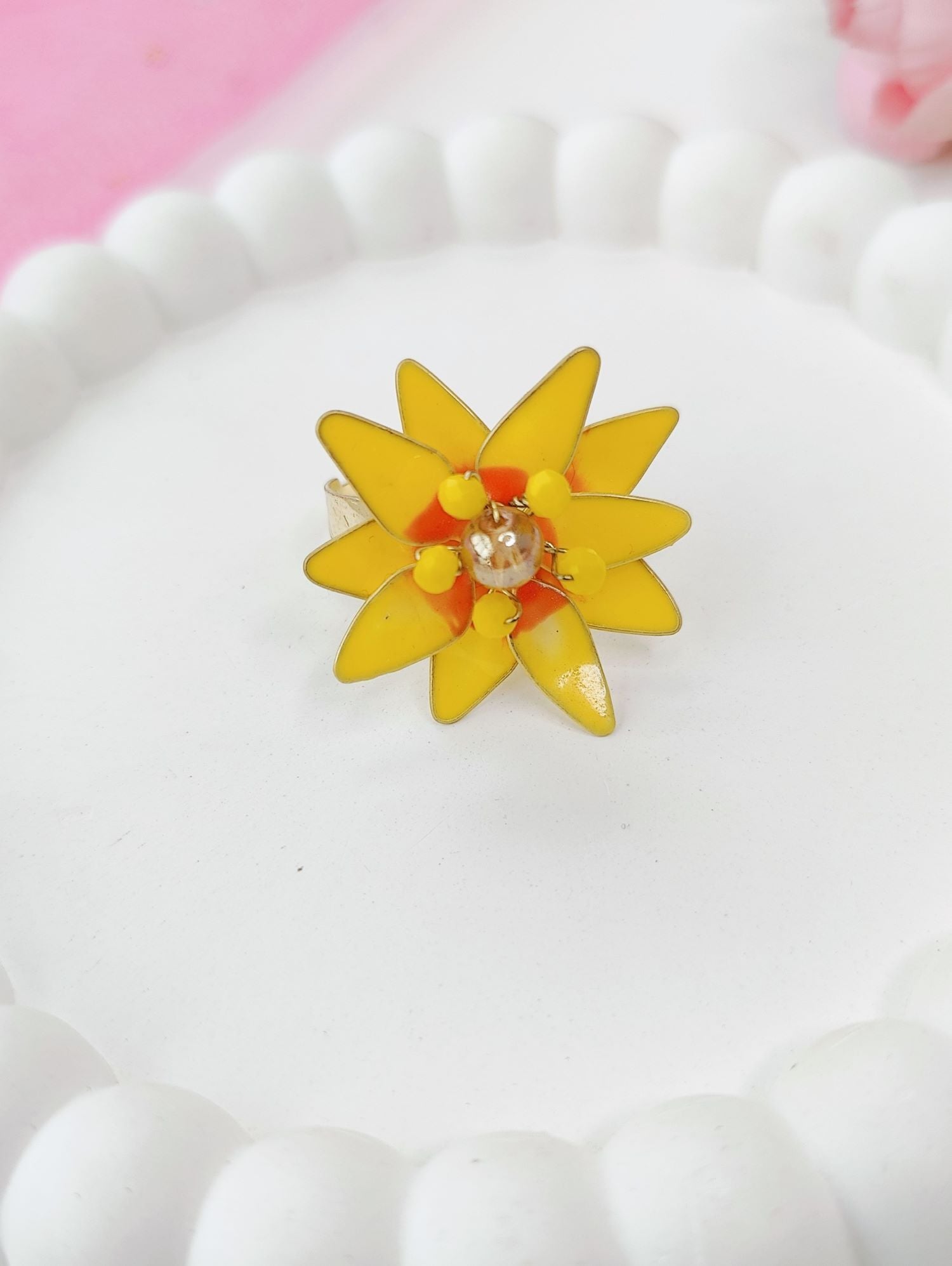 Yellow Sunflower Resin Necklace for Women