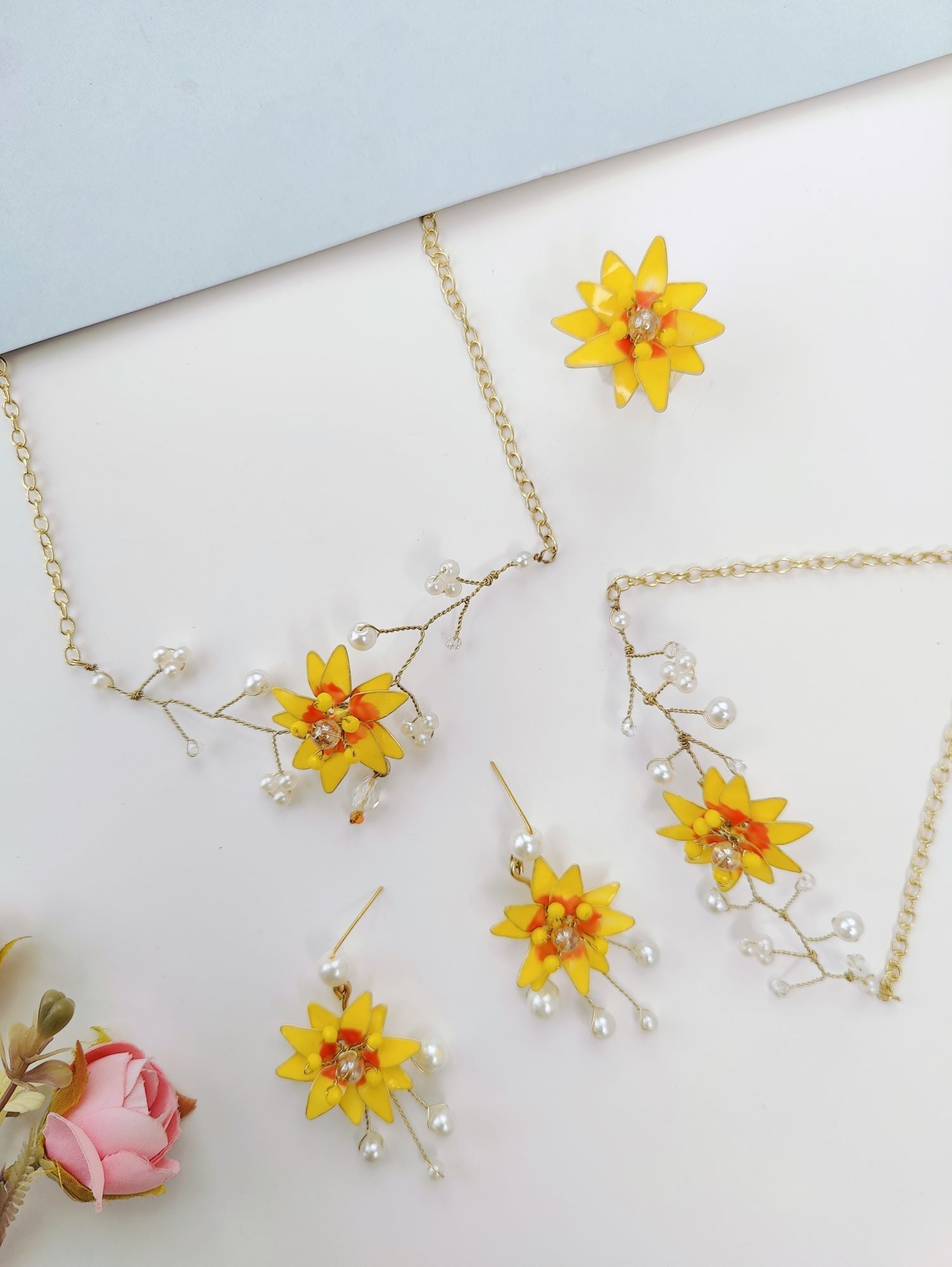 Yellow Sunflower Resin Necklace for Women