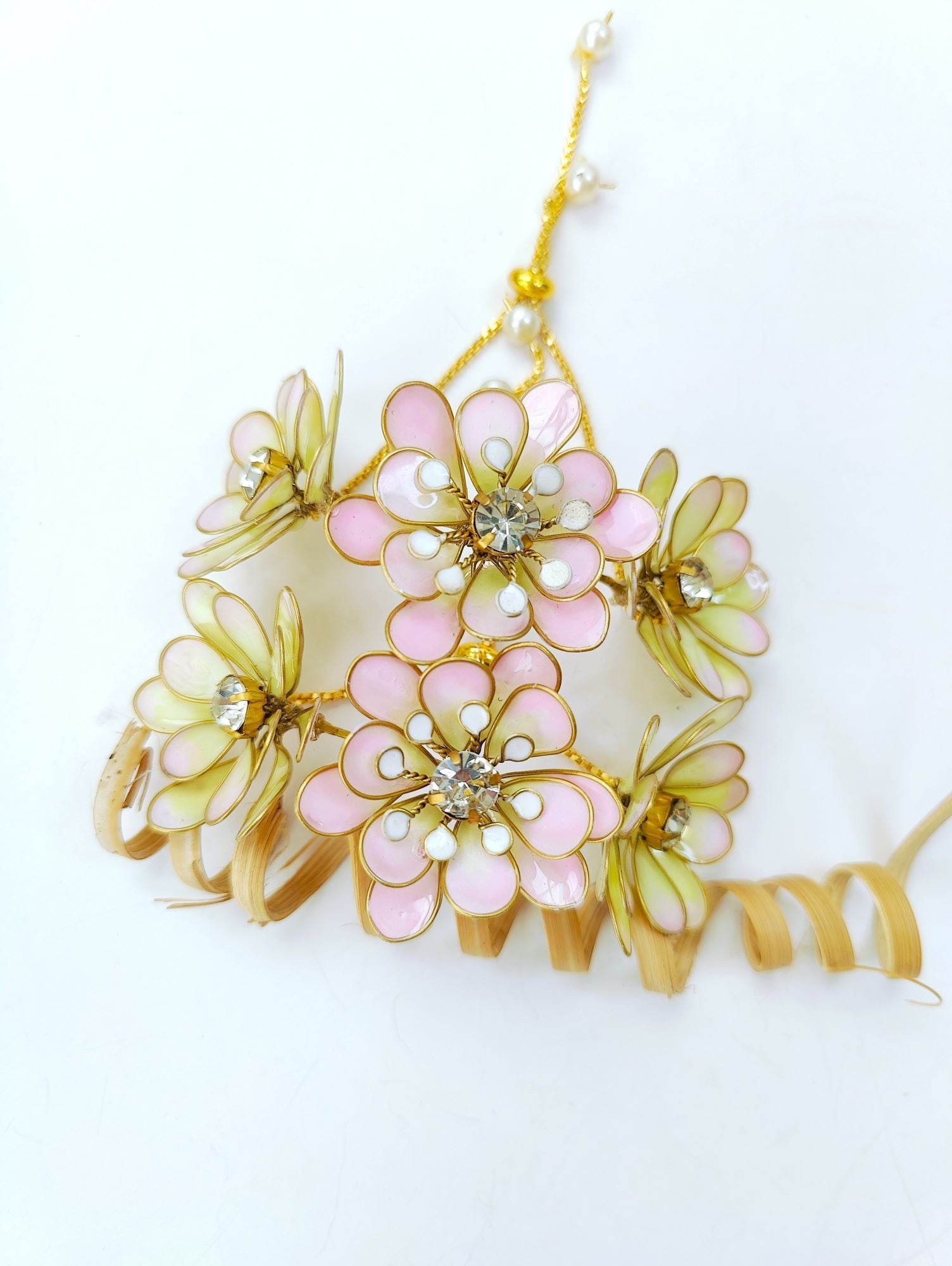 Bridal Floral Resin Jewelry: Pink & Mint for Haldi-Mehndi