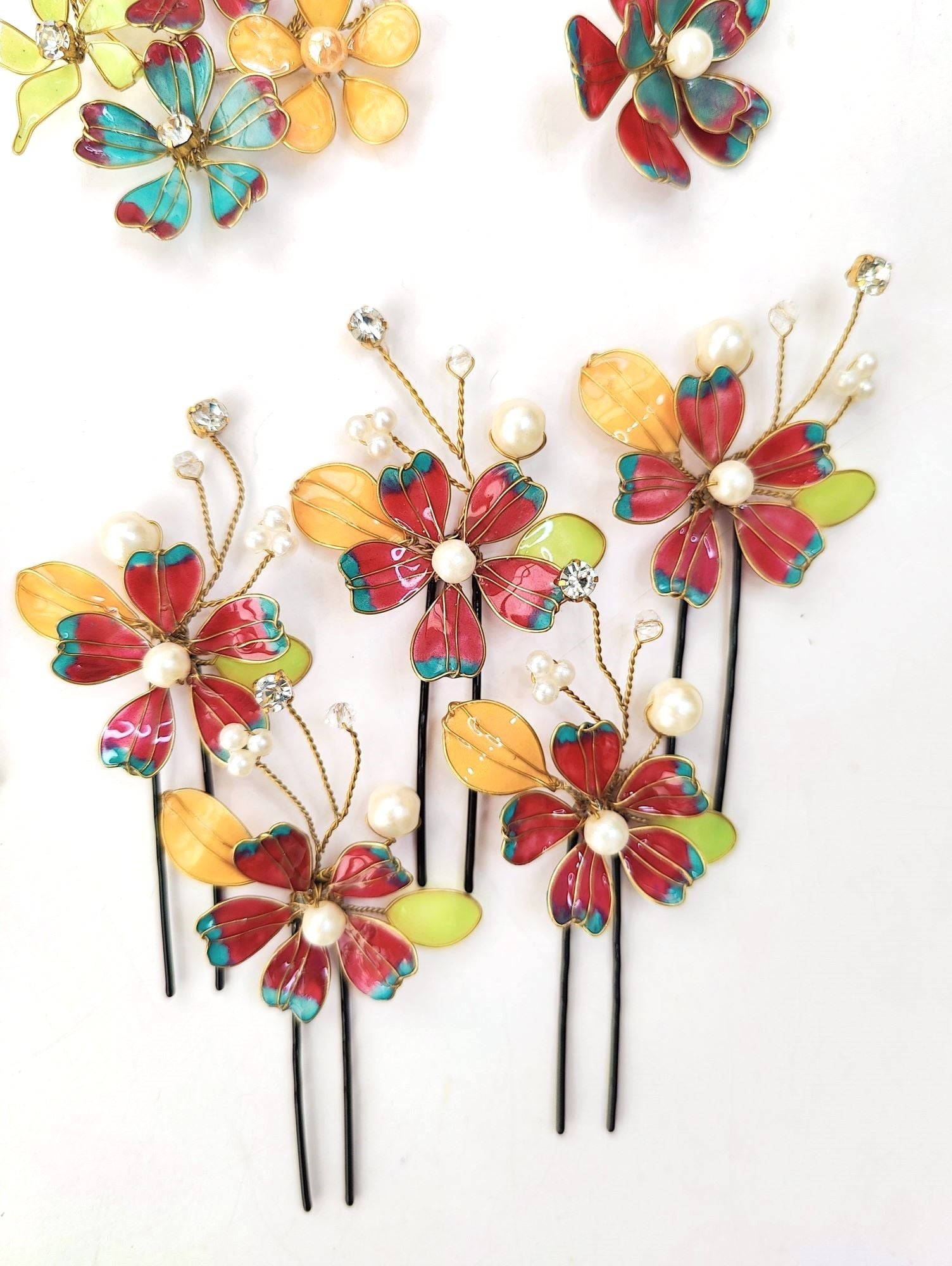 Luxury Handmade Resin Flower Jewellery Set for Haldi, Mehndi & Wedding