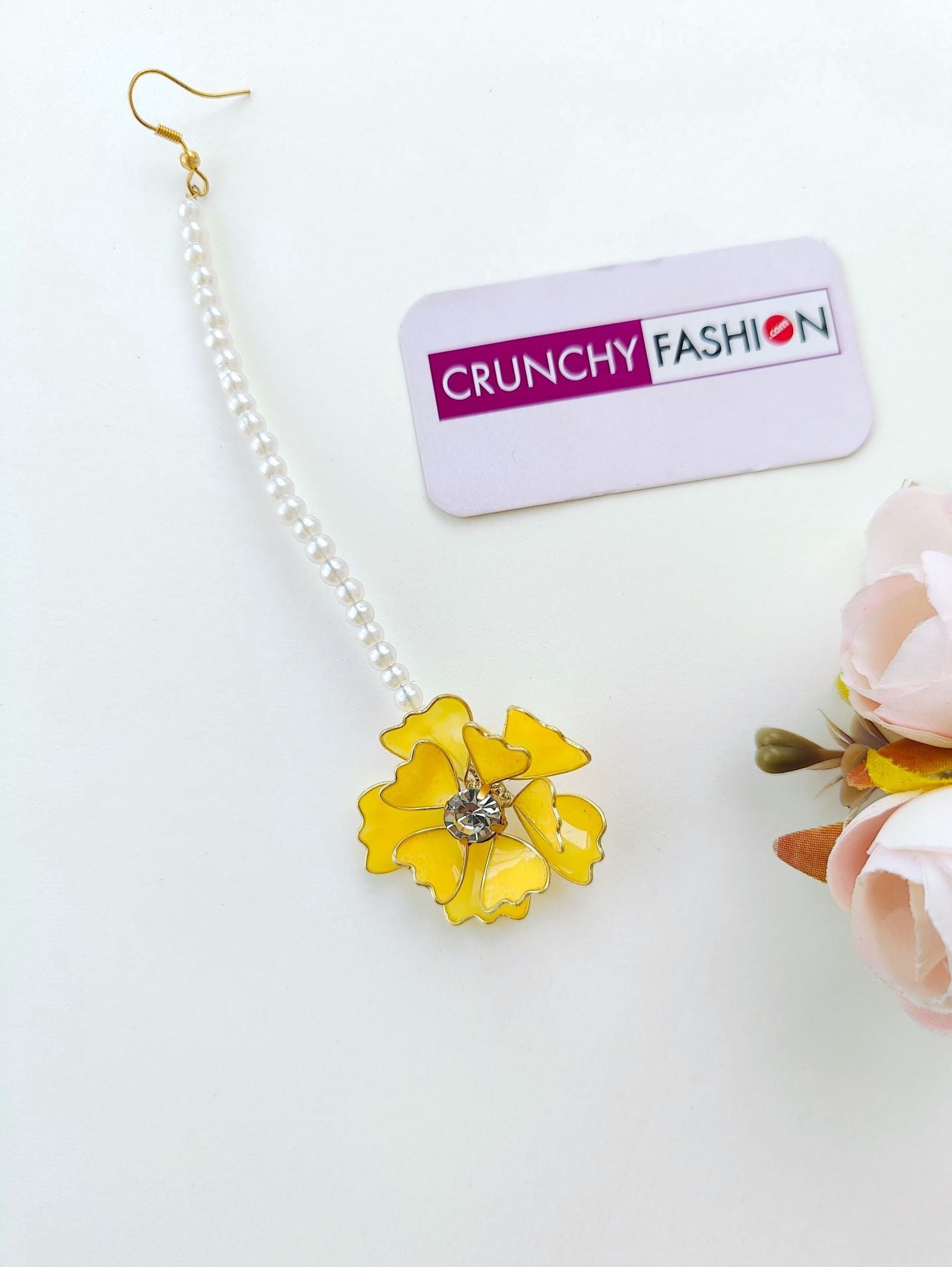 Luxe Floral Handmade Yellow & Pink Resin Bridal Jewelry 4 Haldi-Mehndi