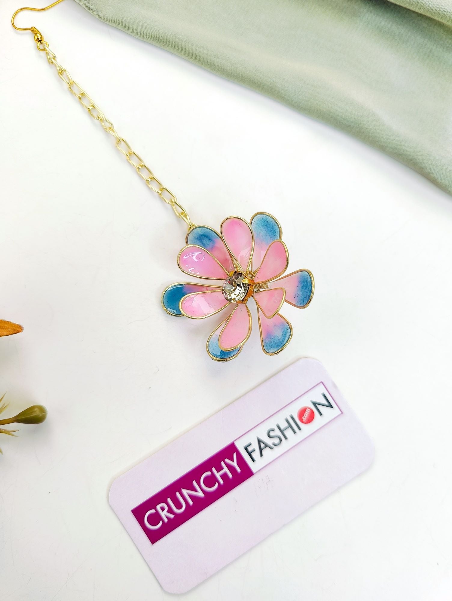 Handmade Pink-Teal Resin Floral Bridal Jewellery for Haldi-Mehndi