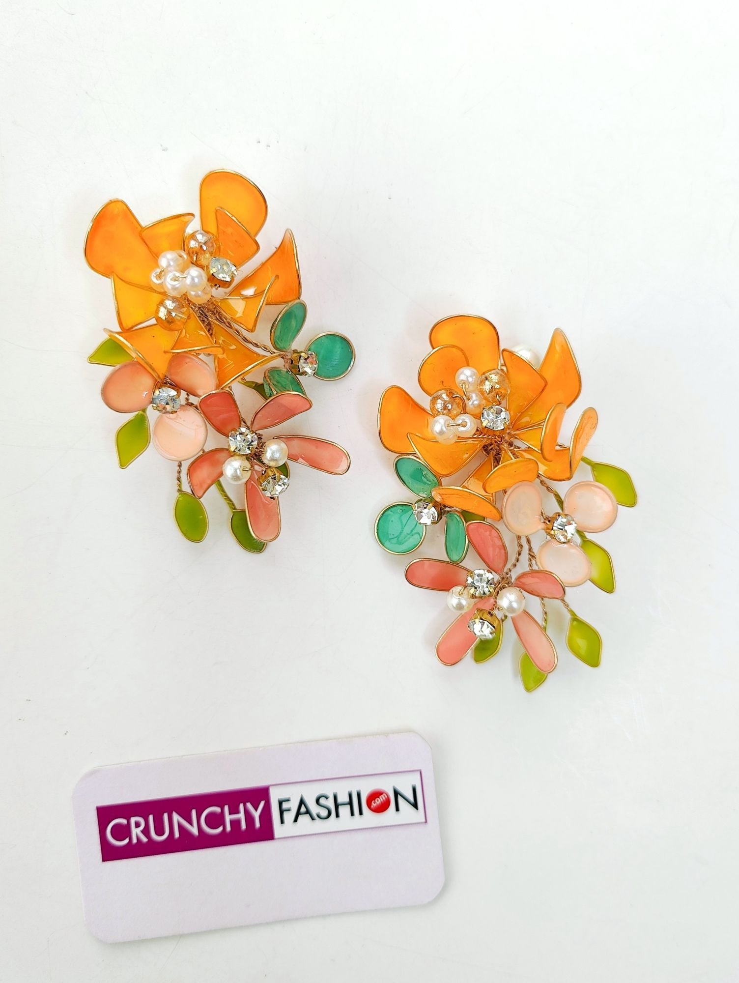 Designer Orange Resin Jewellery Set for Haldi Mehndi & Bridal Wear