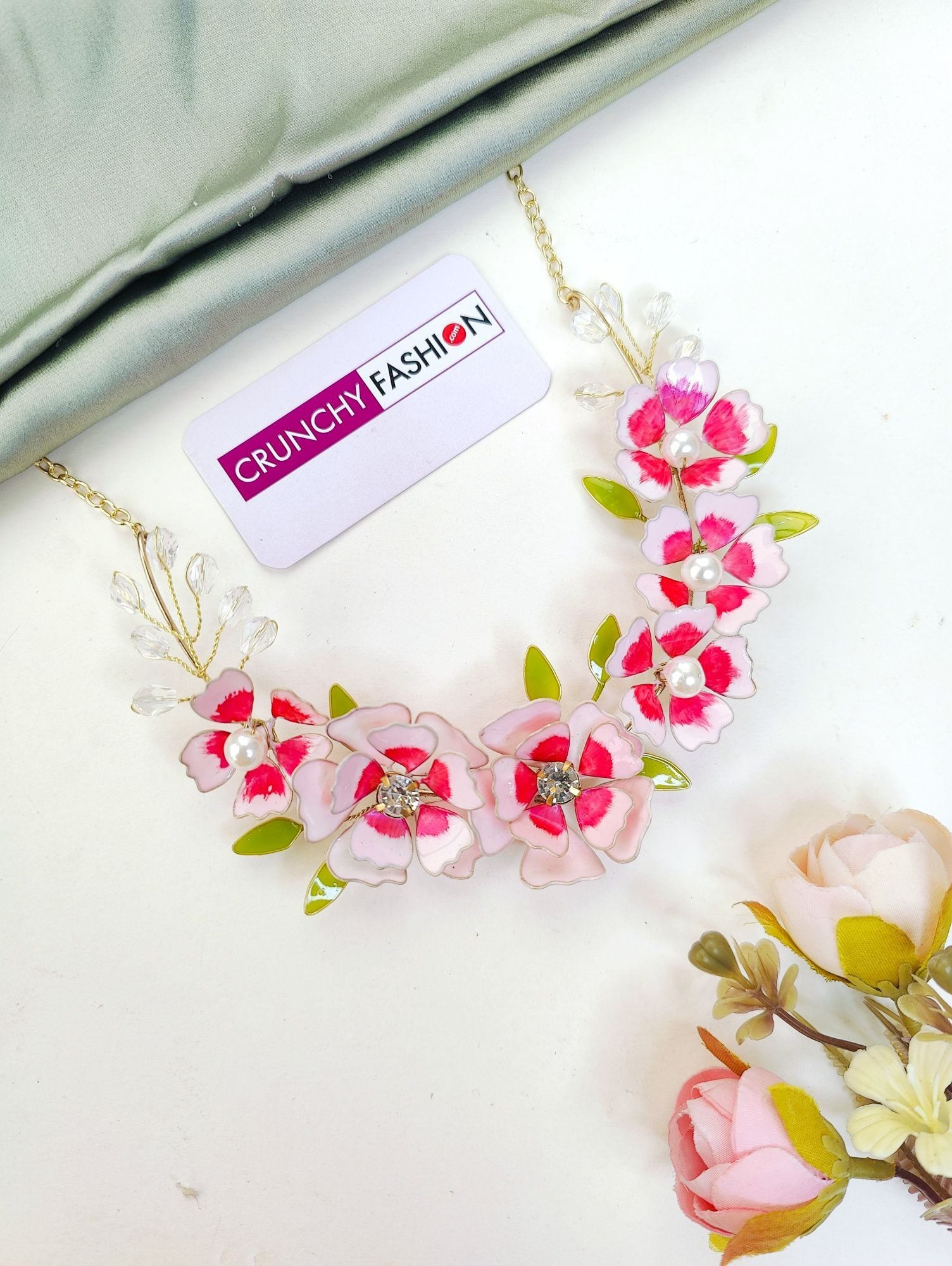Pink Floral Resin Jewellery Set for Haldi Mehndi & Wedding Wear