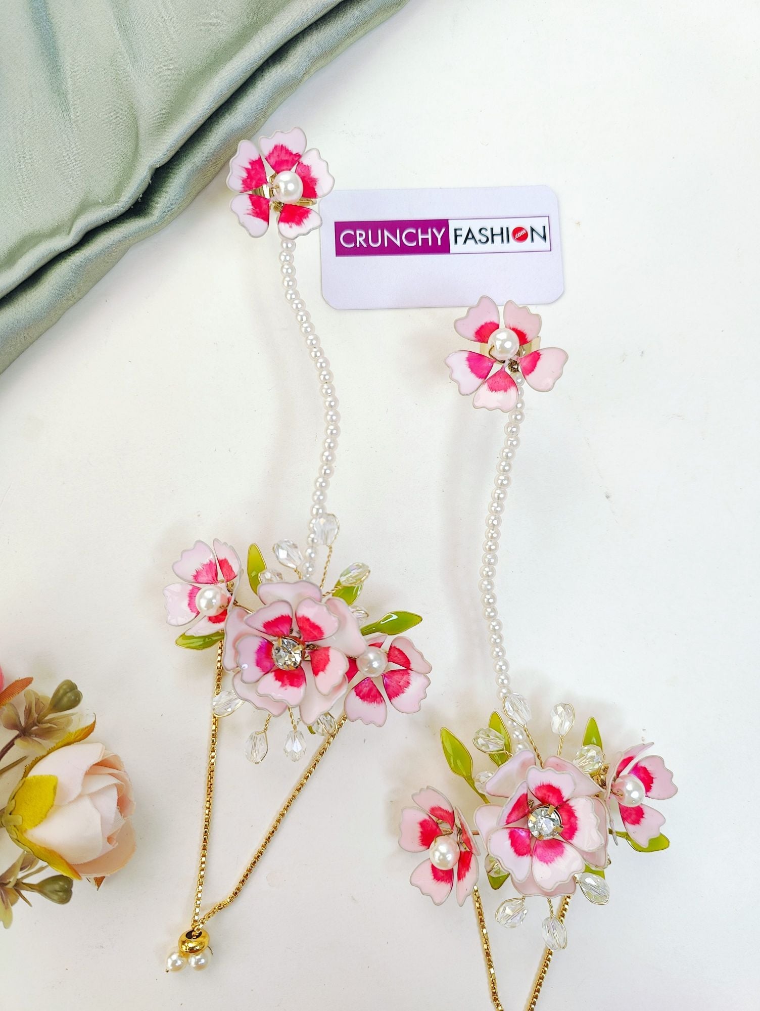 Pink Floral Resin Jewellery Set for Haldi Mehndi & Wedding Wear