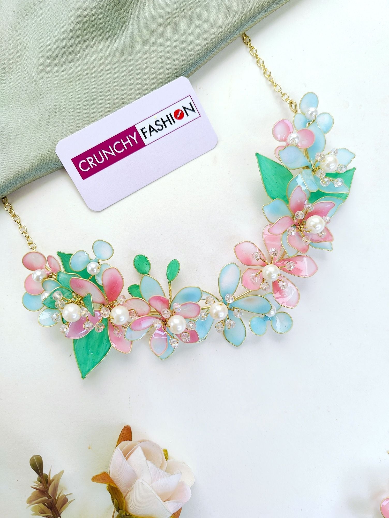 Designer Pastel Floral Resin Jewellery Set for Haldi Mehndi Brides