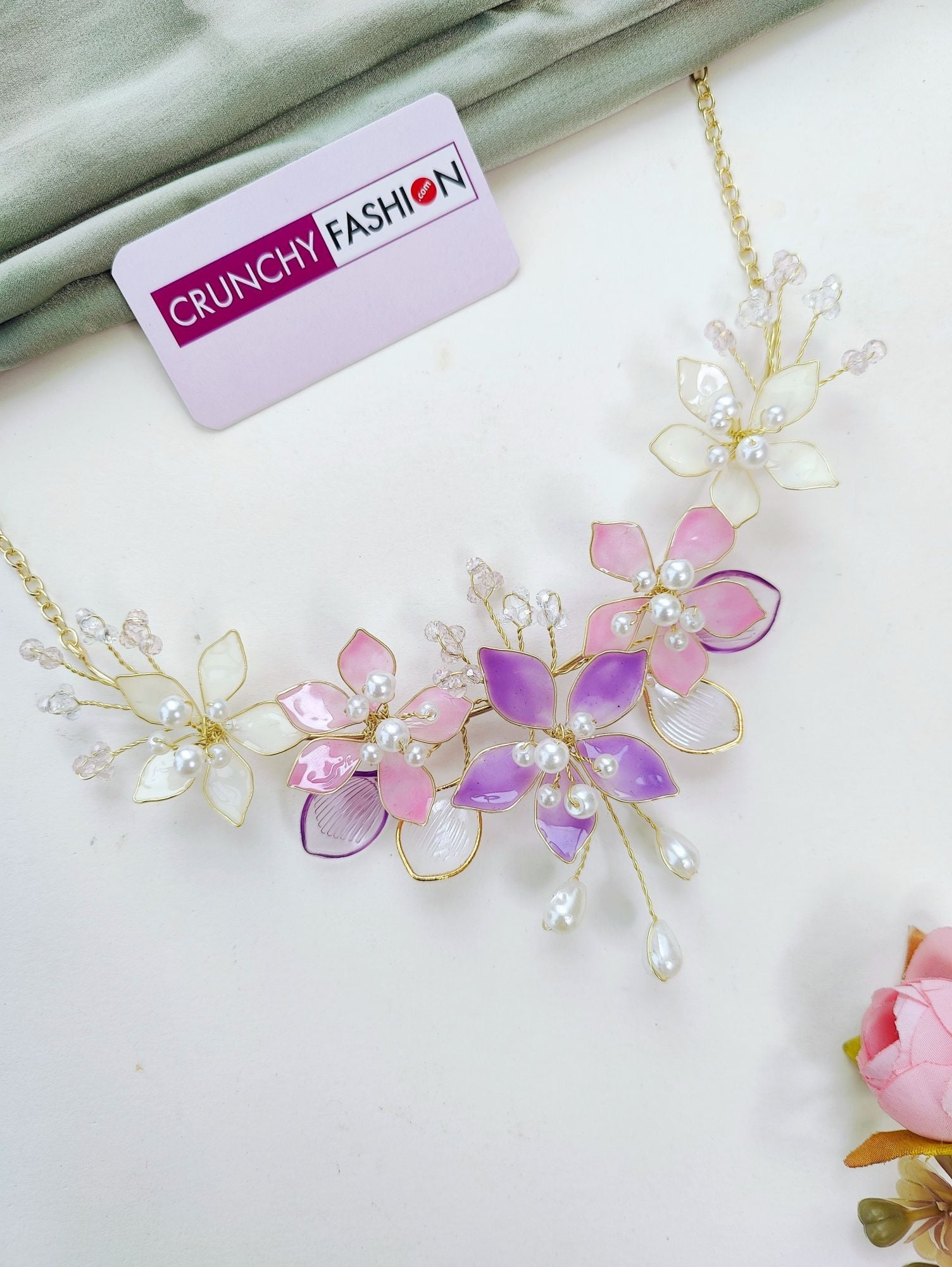 Lavender-Pink Floral Carnival Resin Bridal Set for Haldi-Mehndi